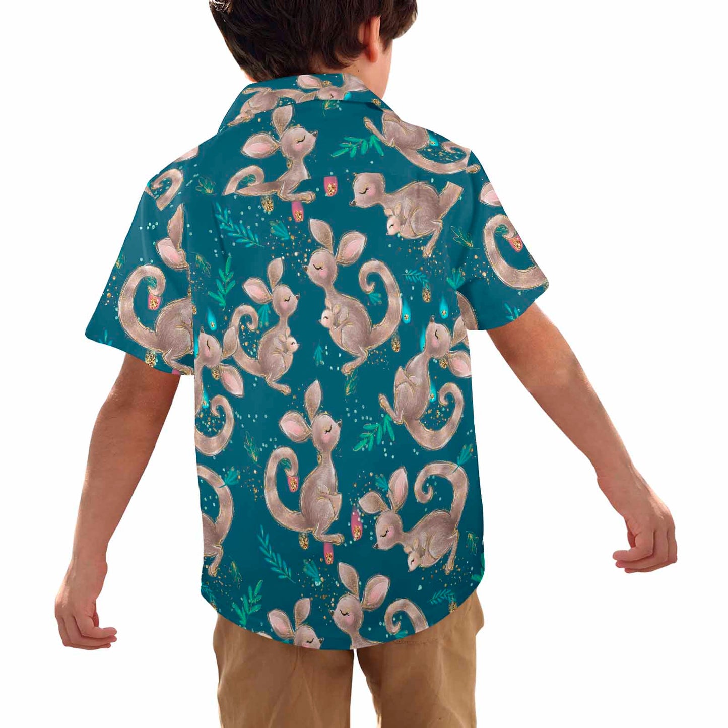 Australian Kangaroos Blue  Little Boys Hawaiian Shirt