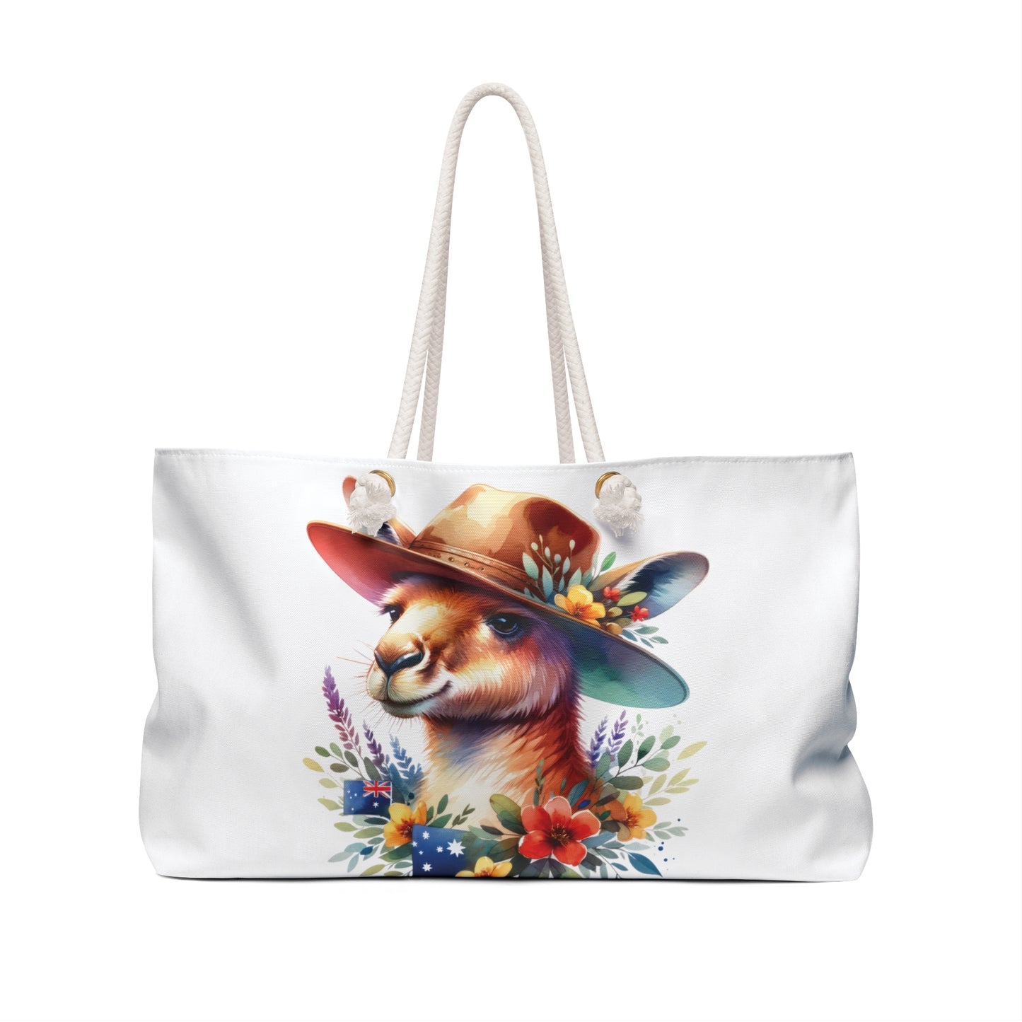 Personalised/Non-Personalised Weekender Bag, Australian Animals, Kangaroo, Large Weekender Bag, Beach Bag, Book Bag