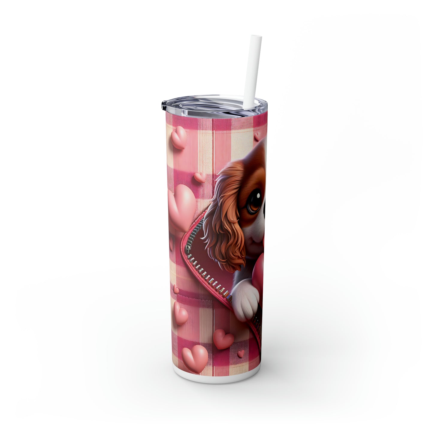 Skinny Tumbler with Straw, 20oz, Dog, Valentines Day, awd-1149