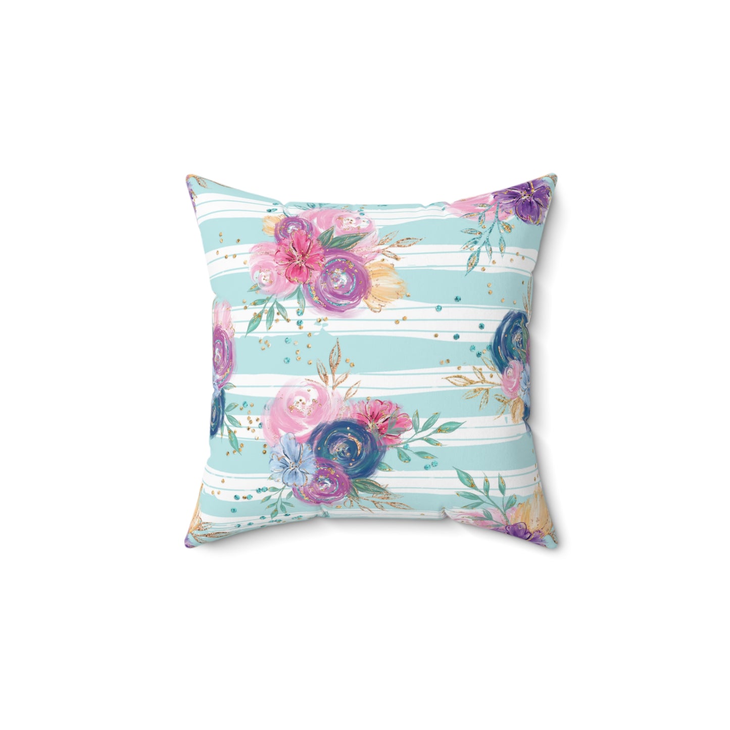 Spun Polyester Square Pillow, Floral Cushion