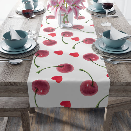 Cherries Table Runner, Cotton Twill and Poly Available