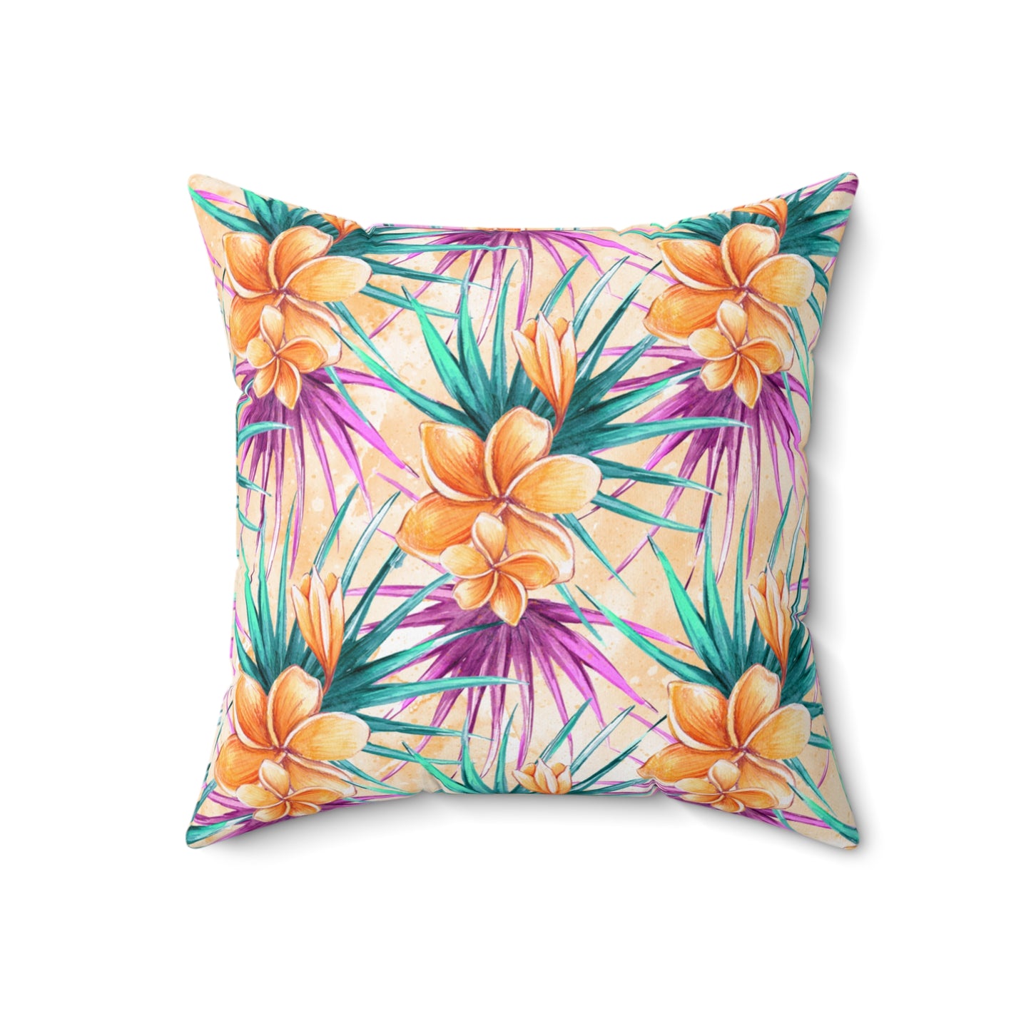 Spun Polyester Square Pillow, Hibiscus Cushion