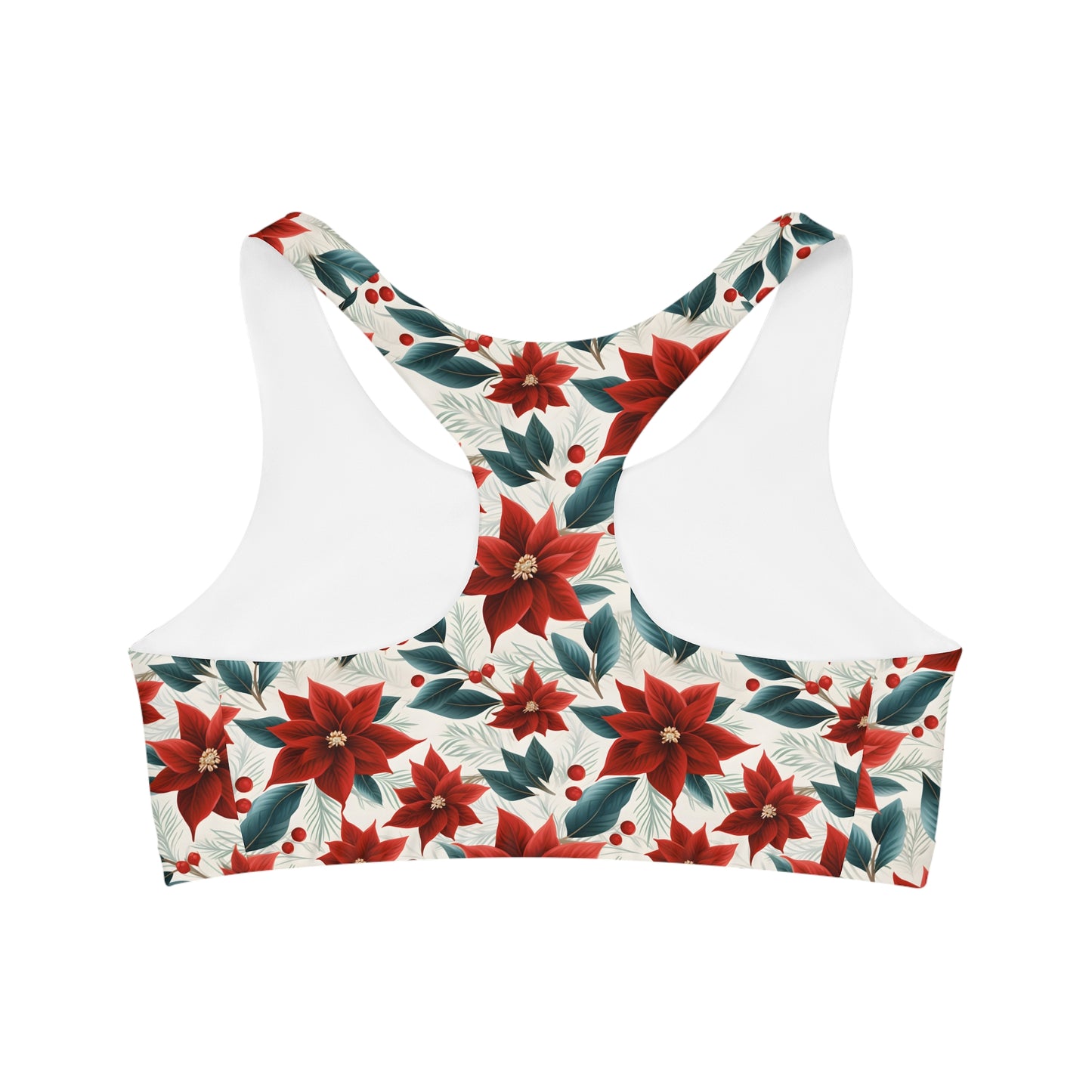 Women's Seamless Sports Bra, Red Poinsettia, Women's Crop Top, Women's Sportswear, Women's Athleticwear, Women's Activewear