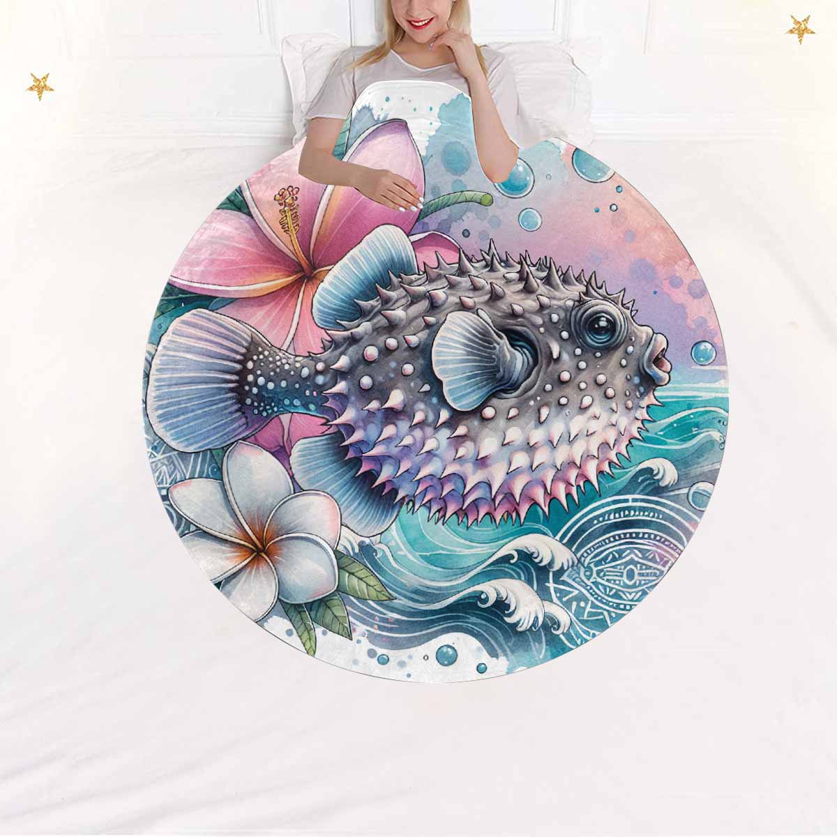 Sea_Animals_Stonefish_Awd35196  Circular Micro Fleece Blanket 47"