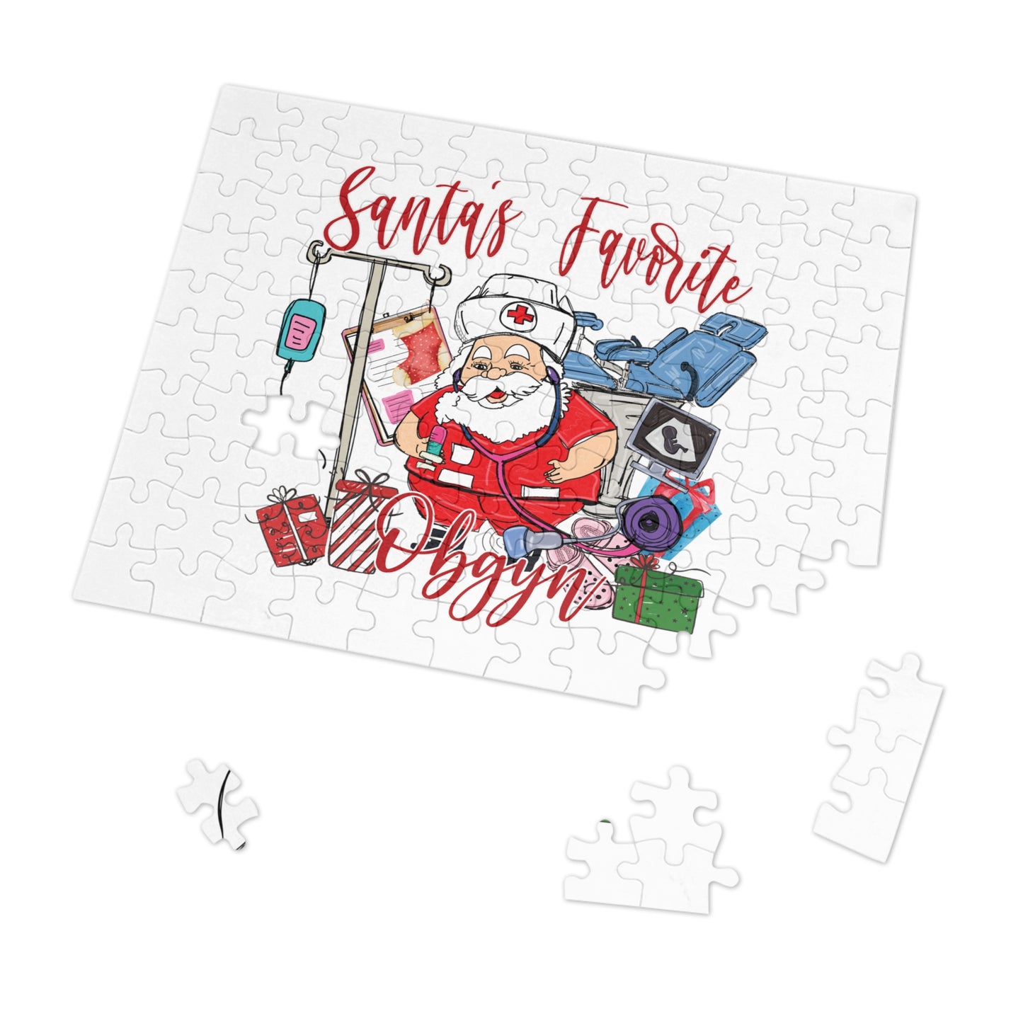 Puzzle, Santa's Favorite Obgyn, Personalised/Non-Personalised (30, 110, 252, 500,1000-Piece)