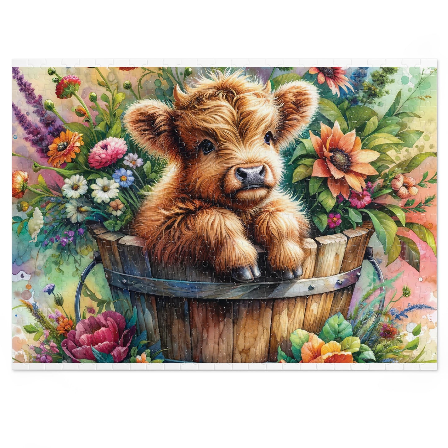 Jigsaw Puzzle, Highland Cow, Personalised/Non-Personalised (30, 110, 252, 500,1000-Piece)