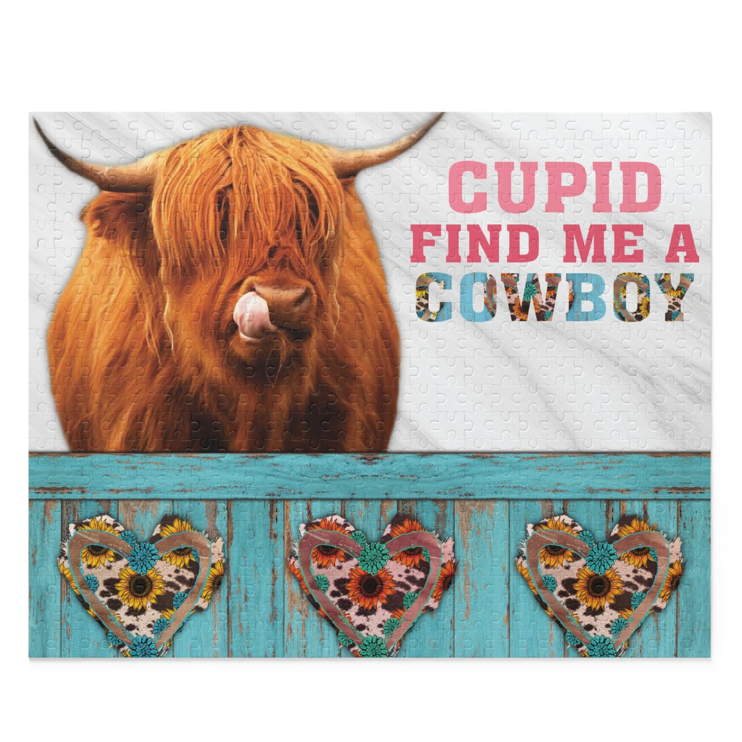 Personalised/Non-Personalised Puzzle, Highland Cow (120, 252, 500-Piece)