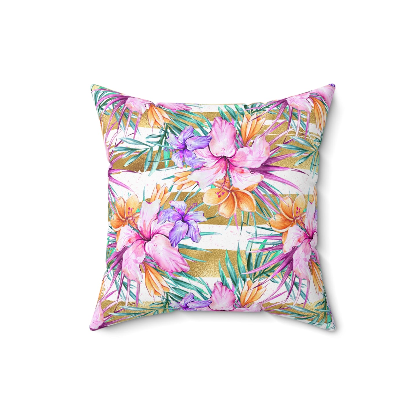 Spun Polyester Square Pillow, Summer Floral Cushion