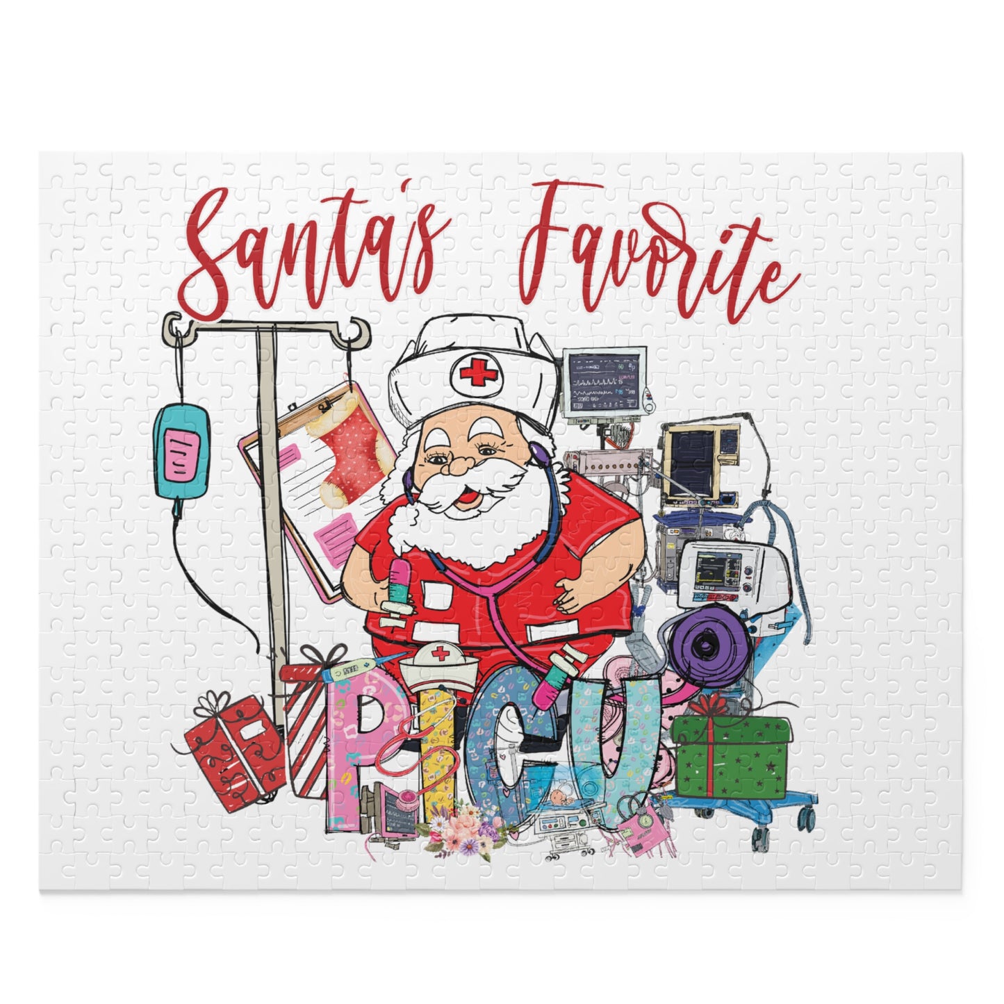 Personalised/Non-Personalised Puzzle, Santa's Favorite PICU Nurse (120, 252, 500-Piece)