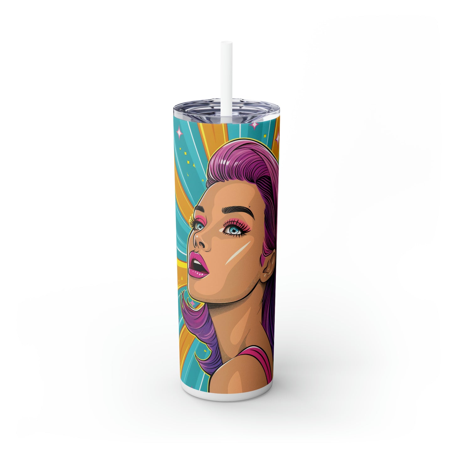 Skinny Tumbler with Straw, 20oz, Pop Art