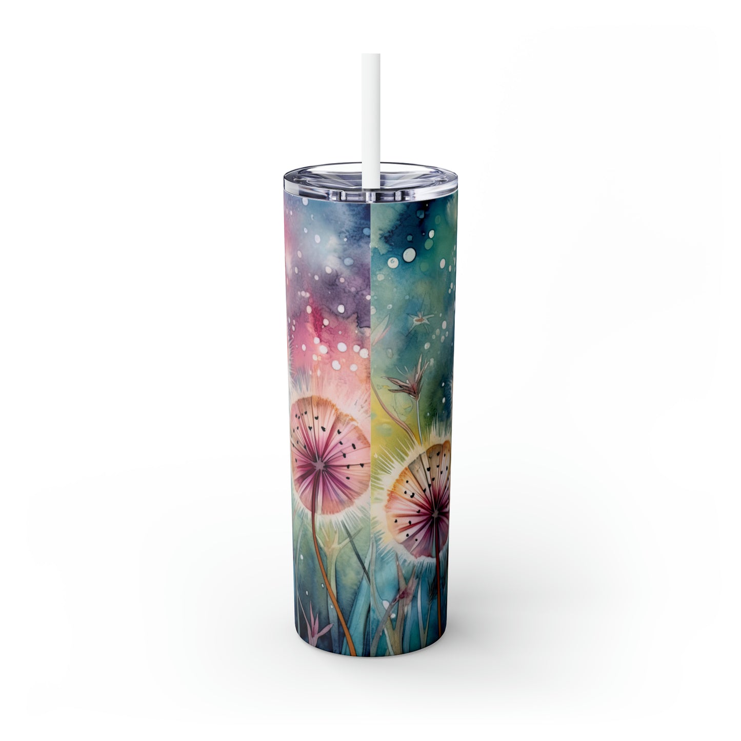 Skinny Tumbler with Straw, 20oz, Dandelions