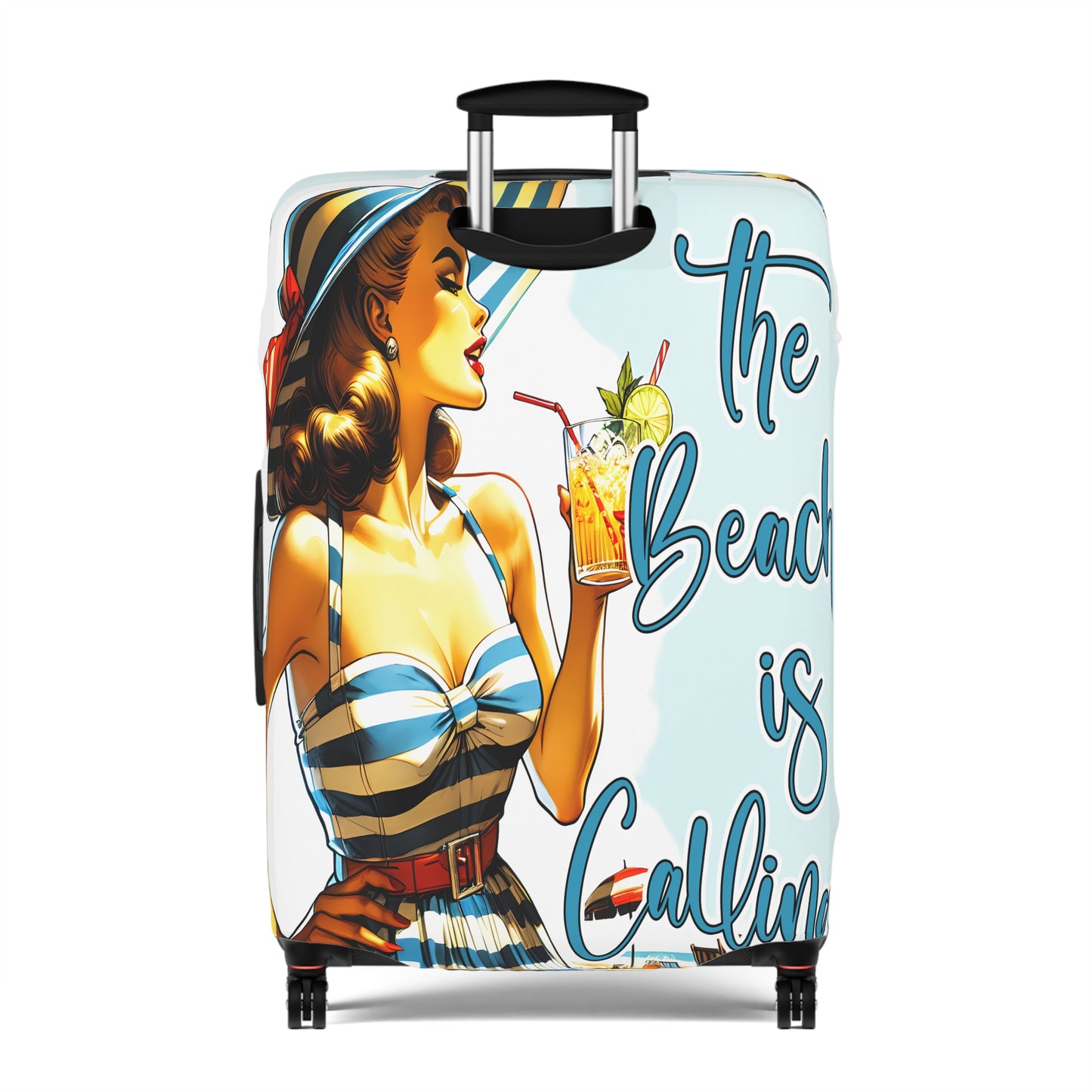 Luggage Cover, Retro Girl, The Beach is Calling, awd-3003