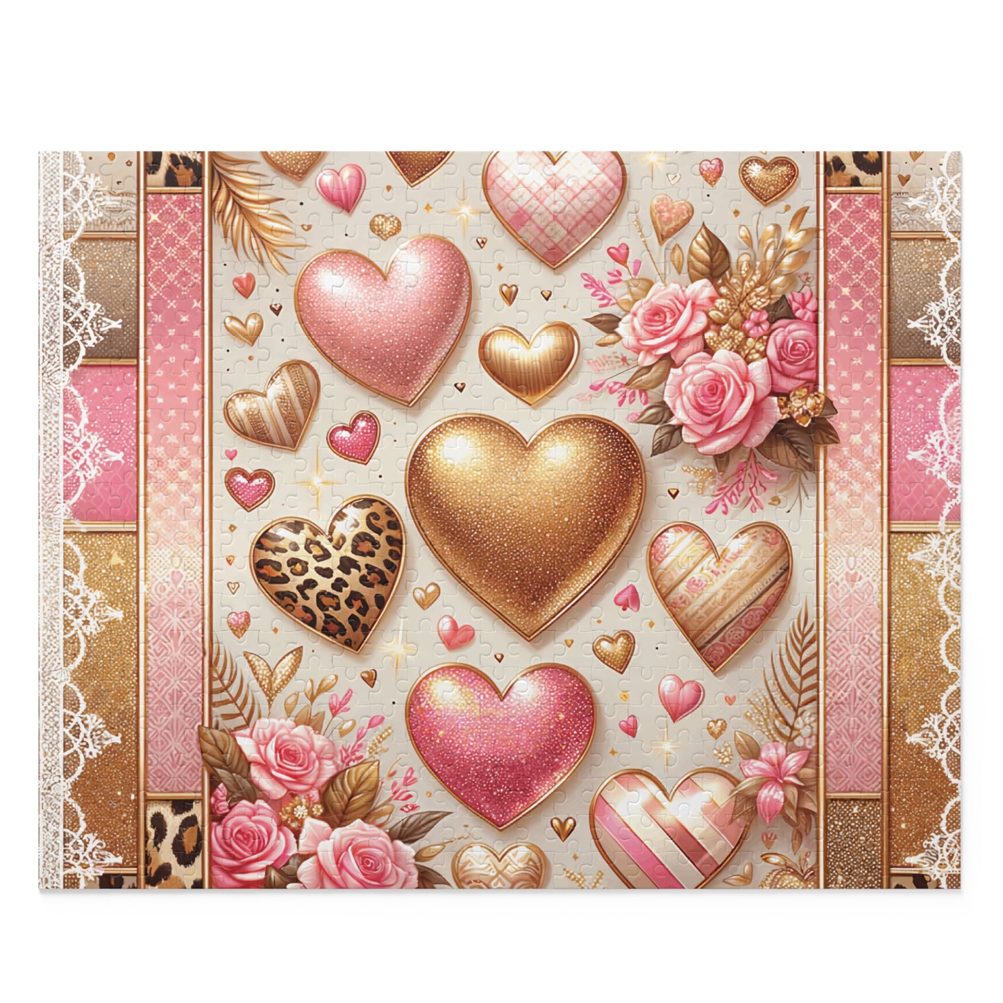 Personalised/Non-Personalised Puzzle, Hearts (120, 252, 500-Piece)