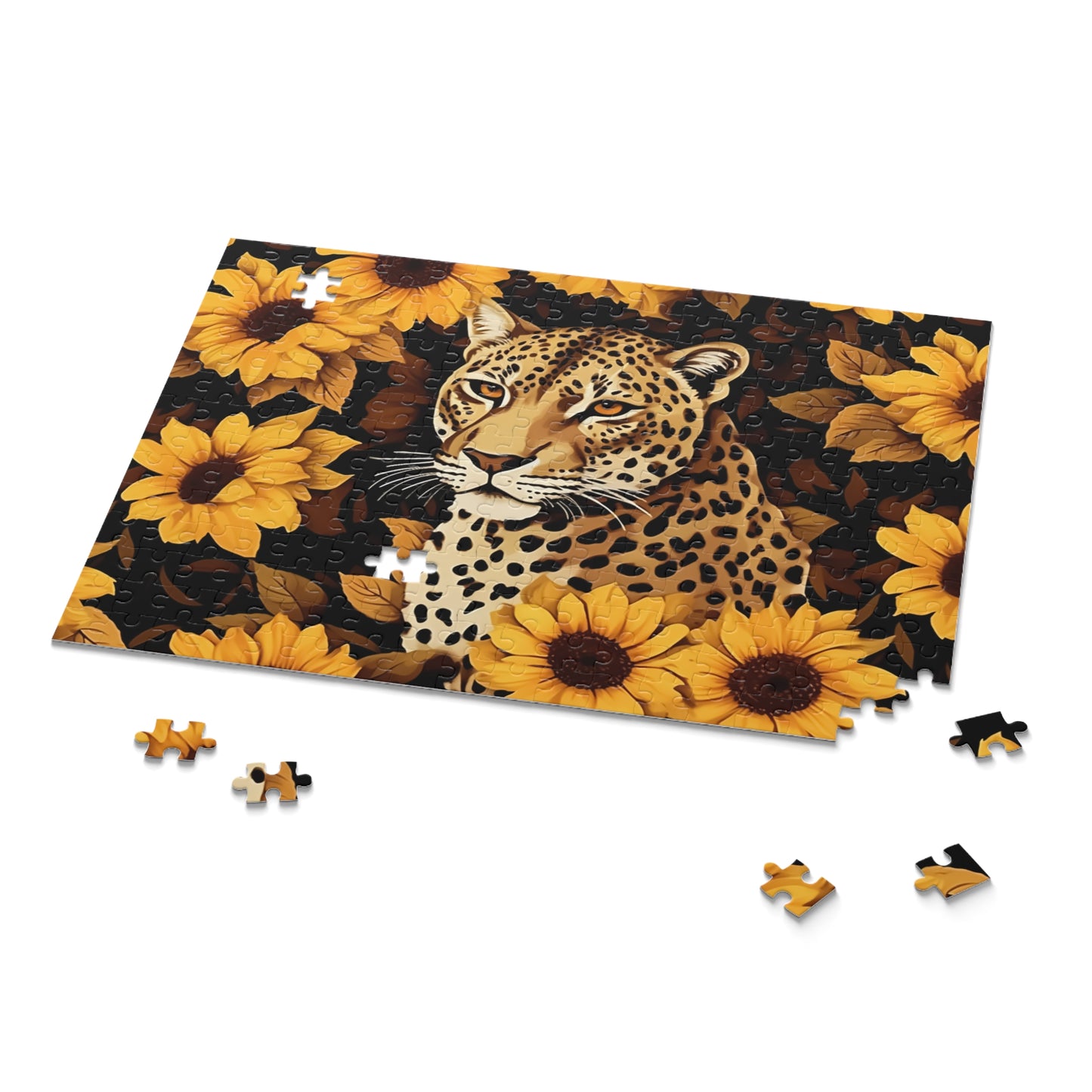 Personalised/Non-Personalised Puzzle, Floral, Sunflowers, Leopard (120, 252, 500-Piece)