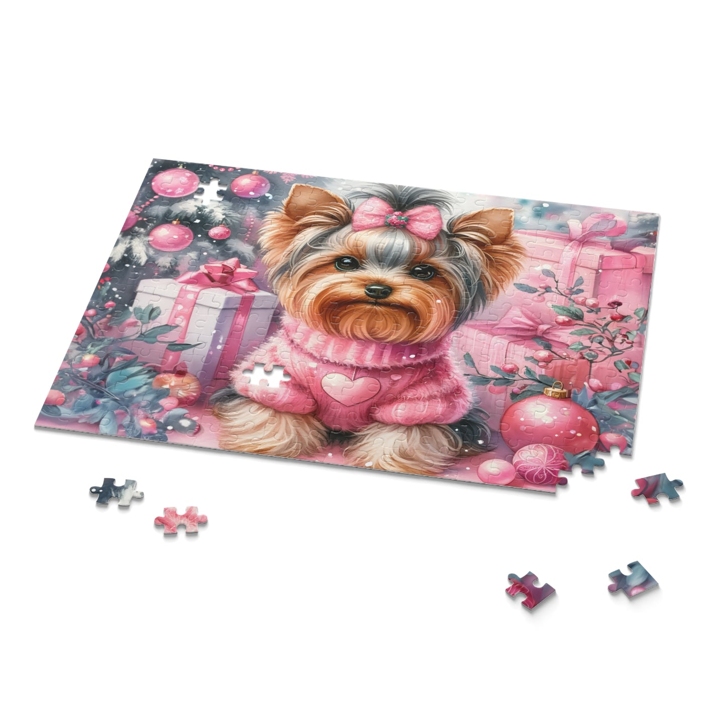 Personalised/Non-Personalised Puzzle, Christmas, Yorkshire Terrier (120, 252, 500-Piece)