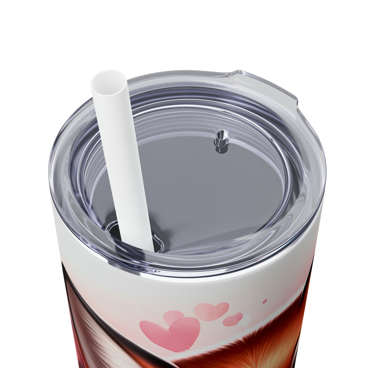 Skinny Tumbler with Straw, 20oz, Fox, Valentines Day, awd-770