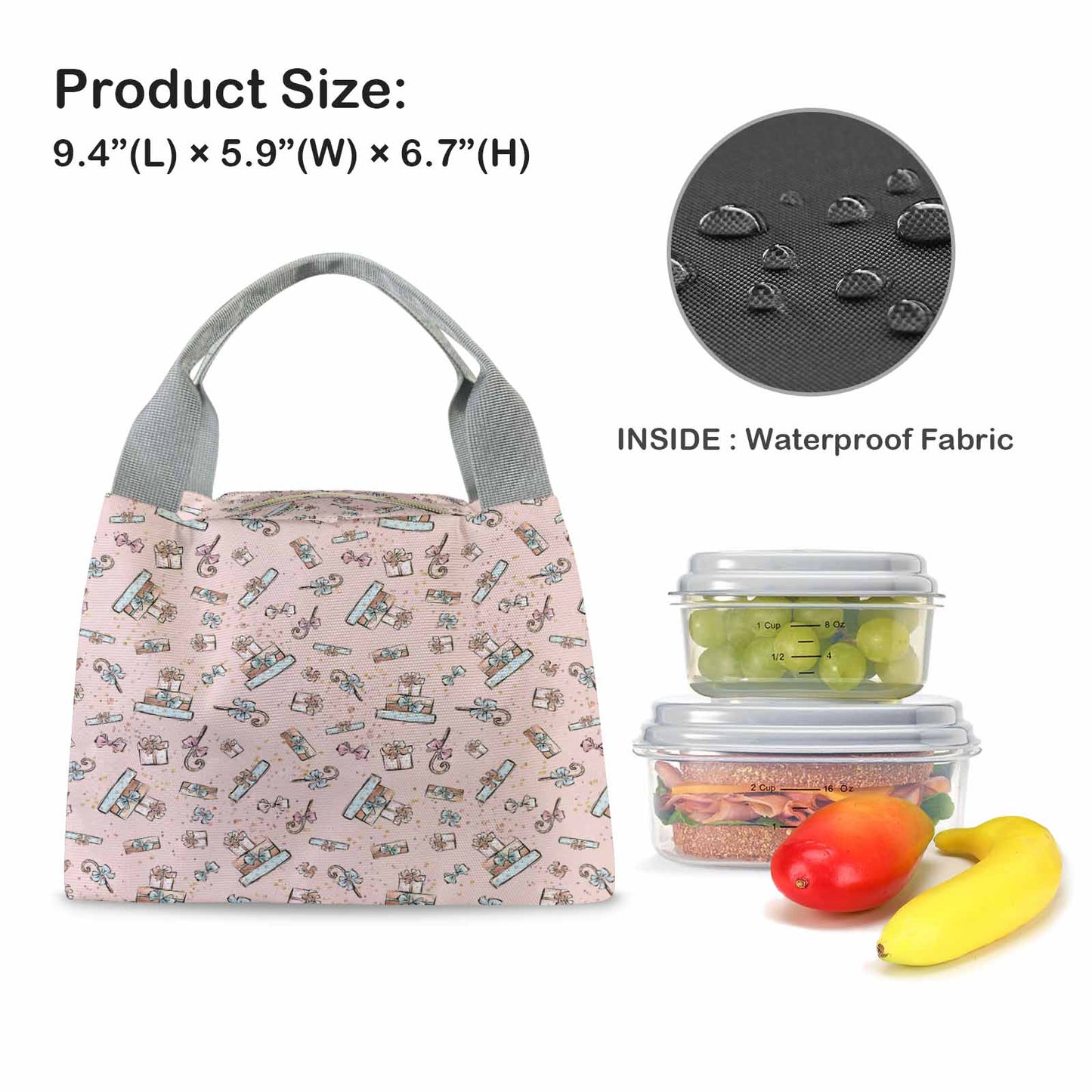 Presents 50  Portable Lunch Bag-Grey Handle