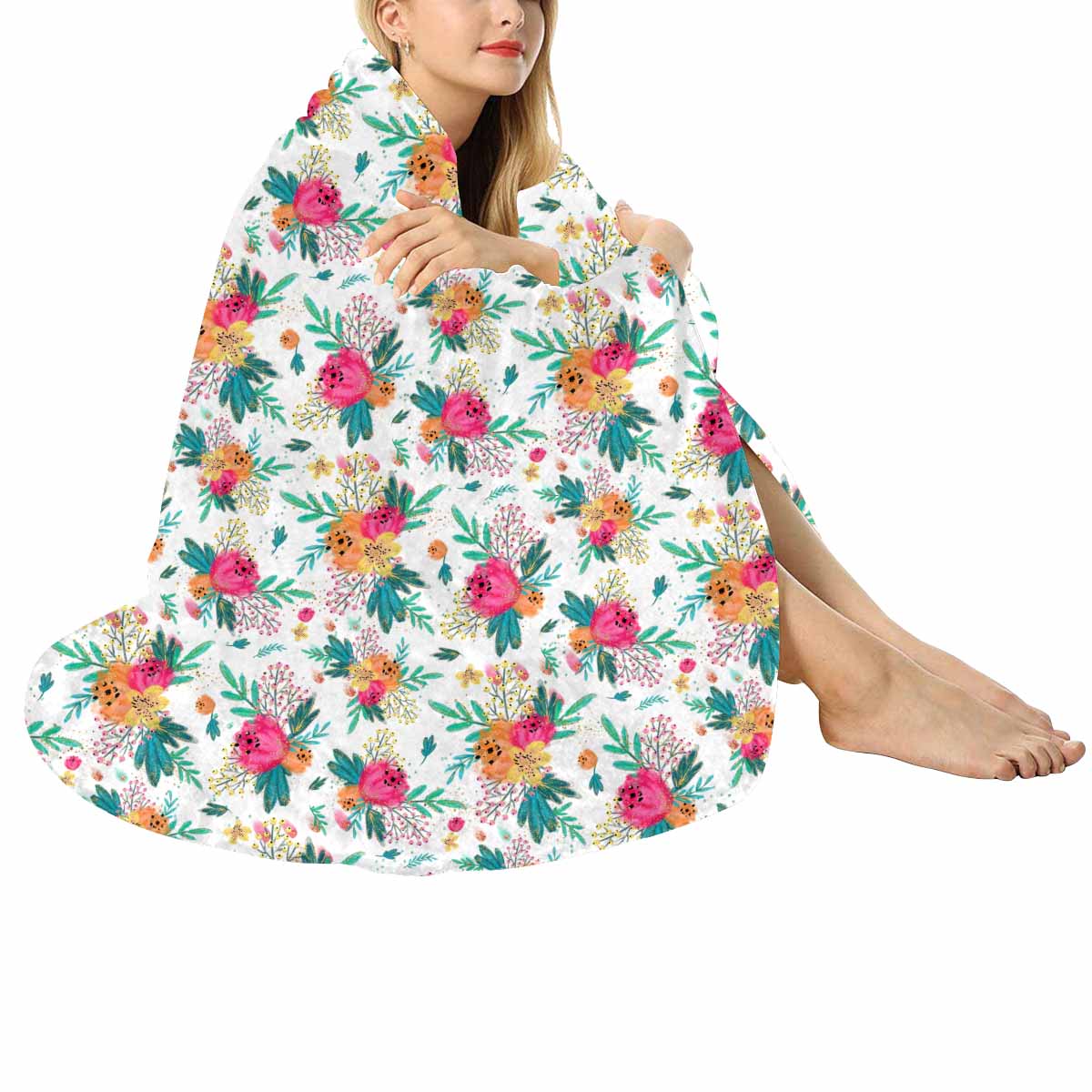 Australian Floral  Circular Micro Fleece Blanket 47"