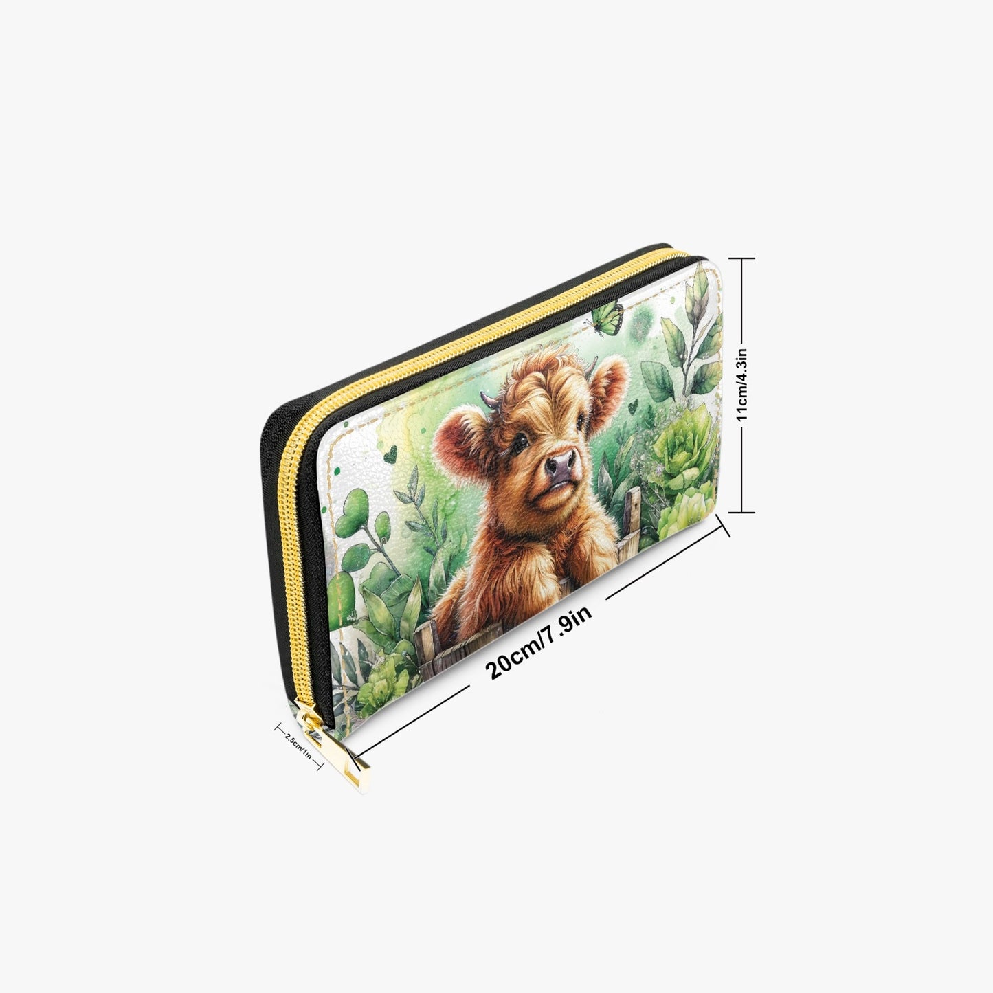 Long Type Zipper Purse - Highland Cow