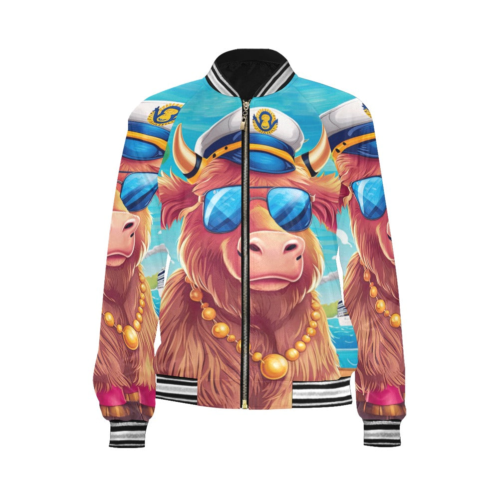 cruise Highland cow Bomber Jacket for Women