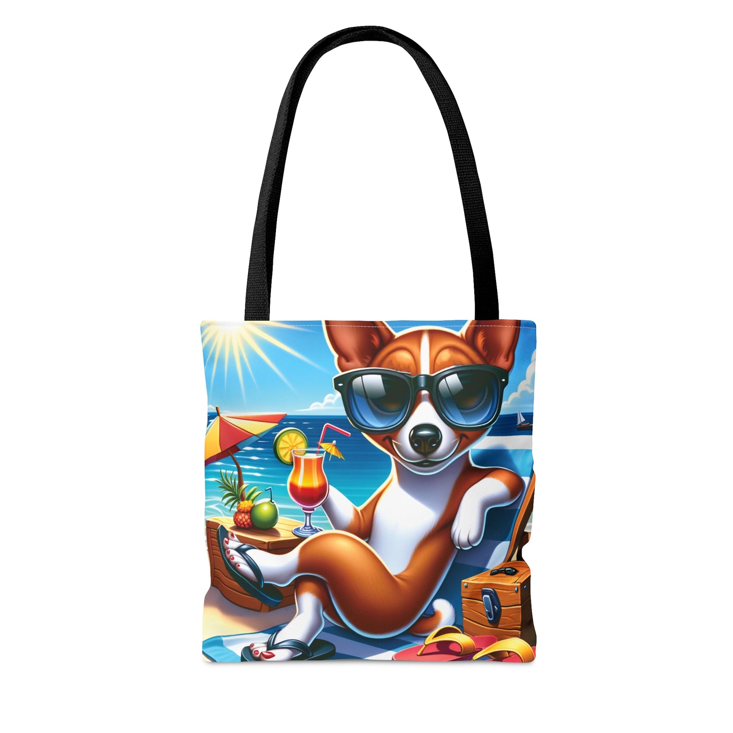 Tote Bag, Dog on Beach, Basenji, Tote bag, awd-1111