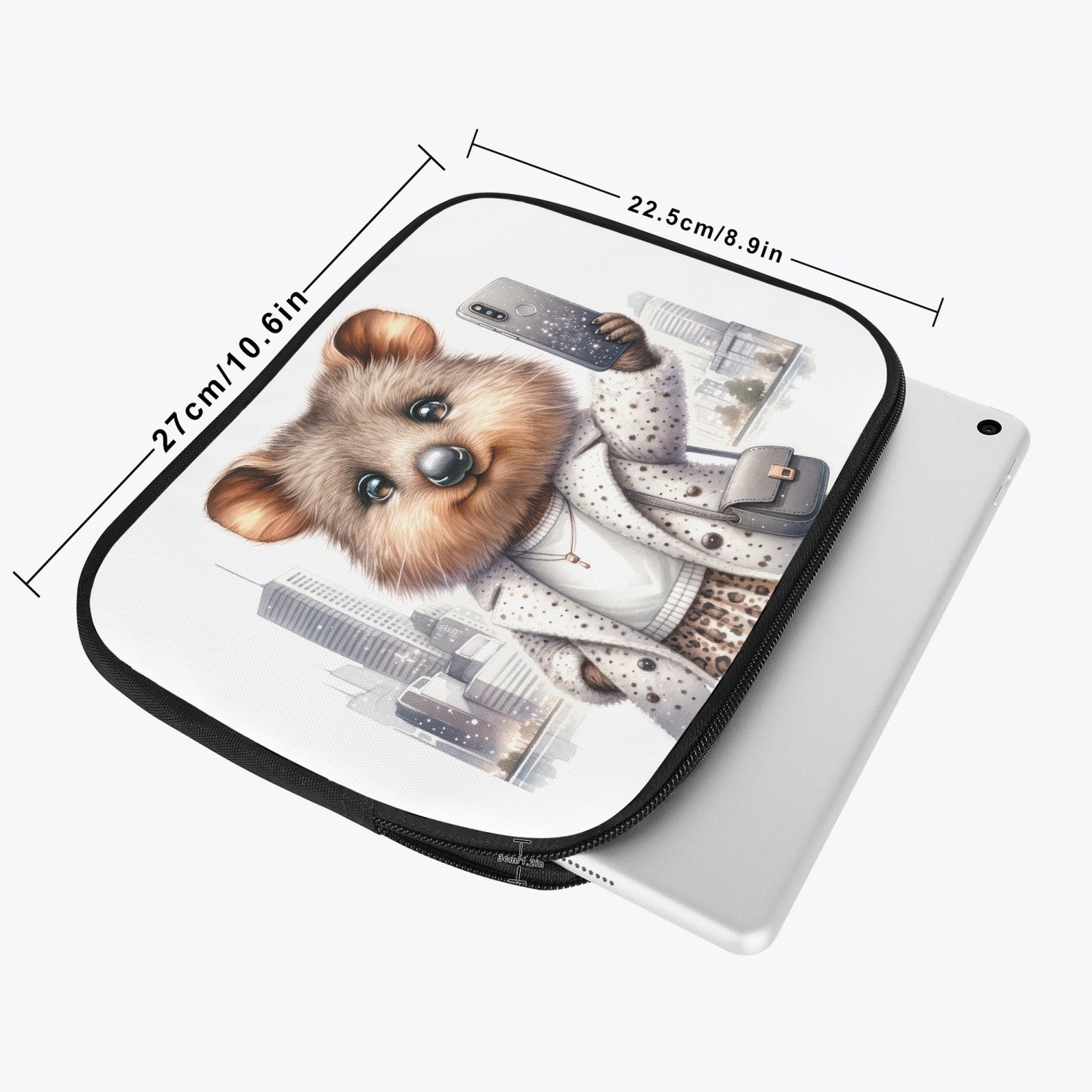 Tablet Sleeve - Australian Animals - Quokka - Travelling