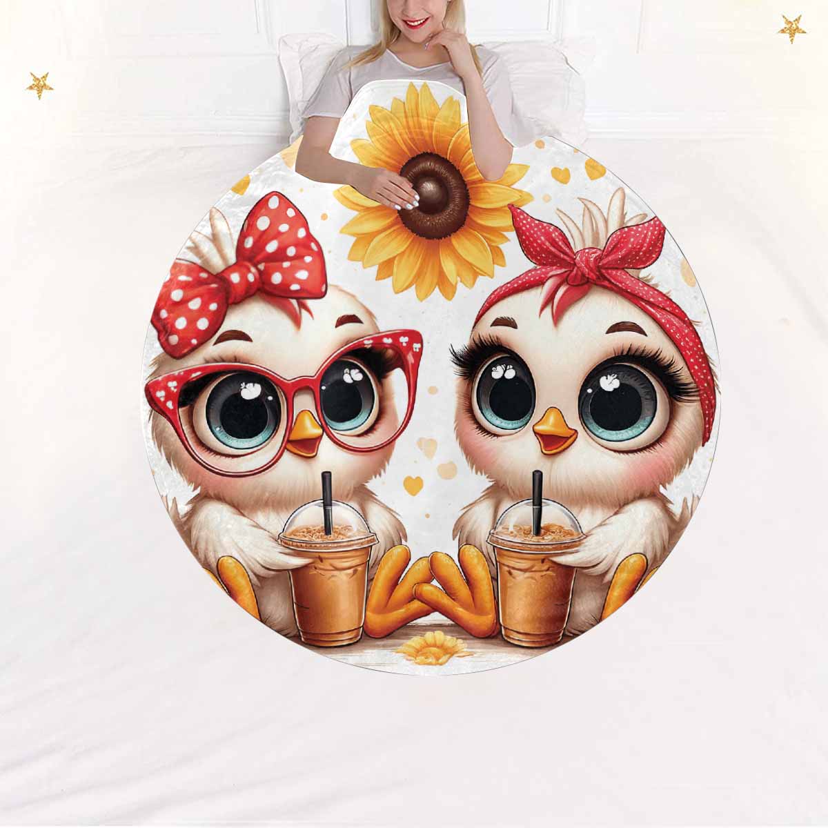 Chickens_Awd35173  Circular Micro Fleece Blanket 47"