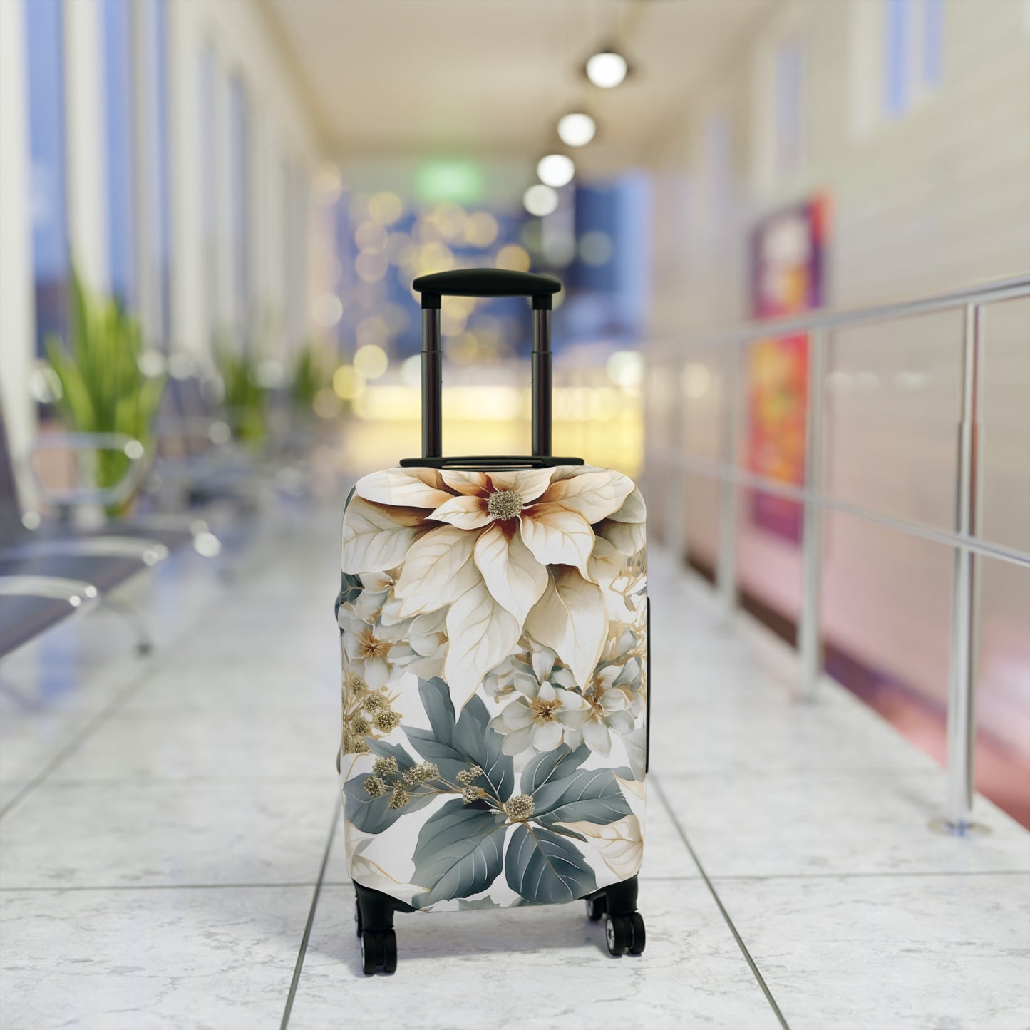 Luggage Cover, Cream Poinsettia