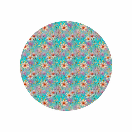 Green Floral  Circular Micro Fleece Blanket 60"