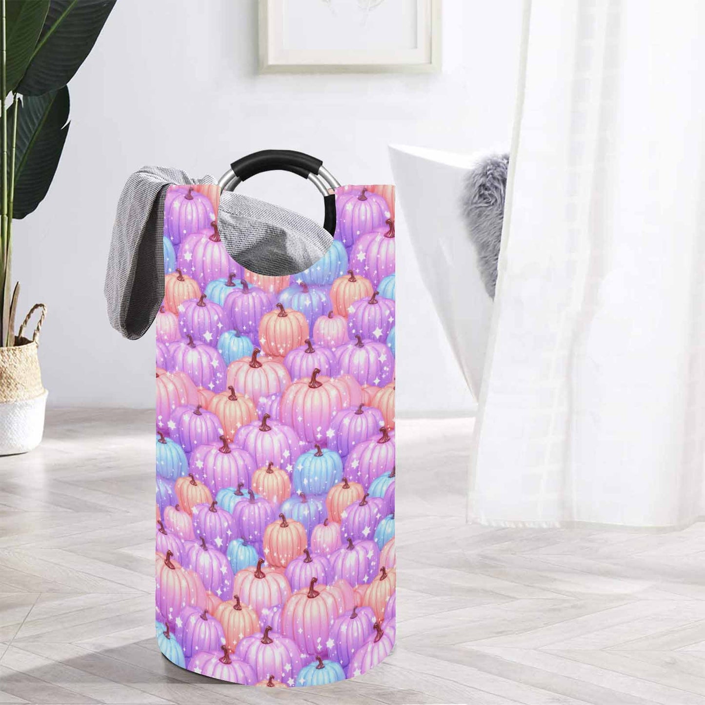 Pastel Pumpkin  Round Laundry Basket