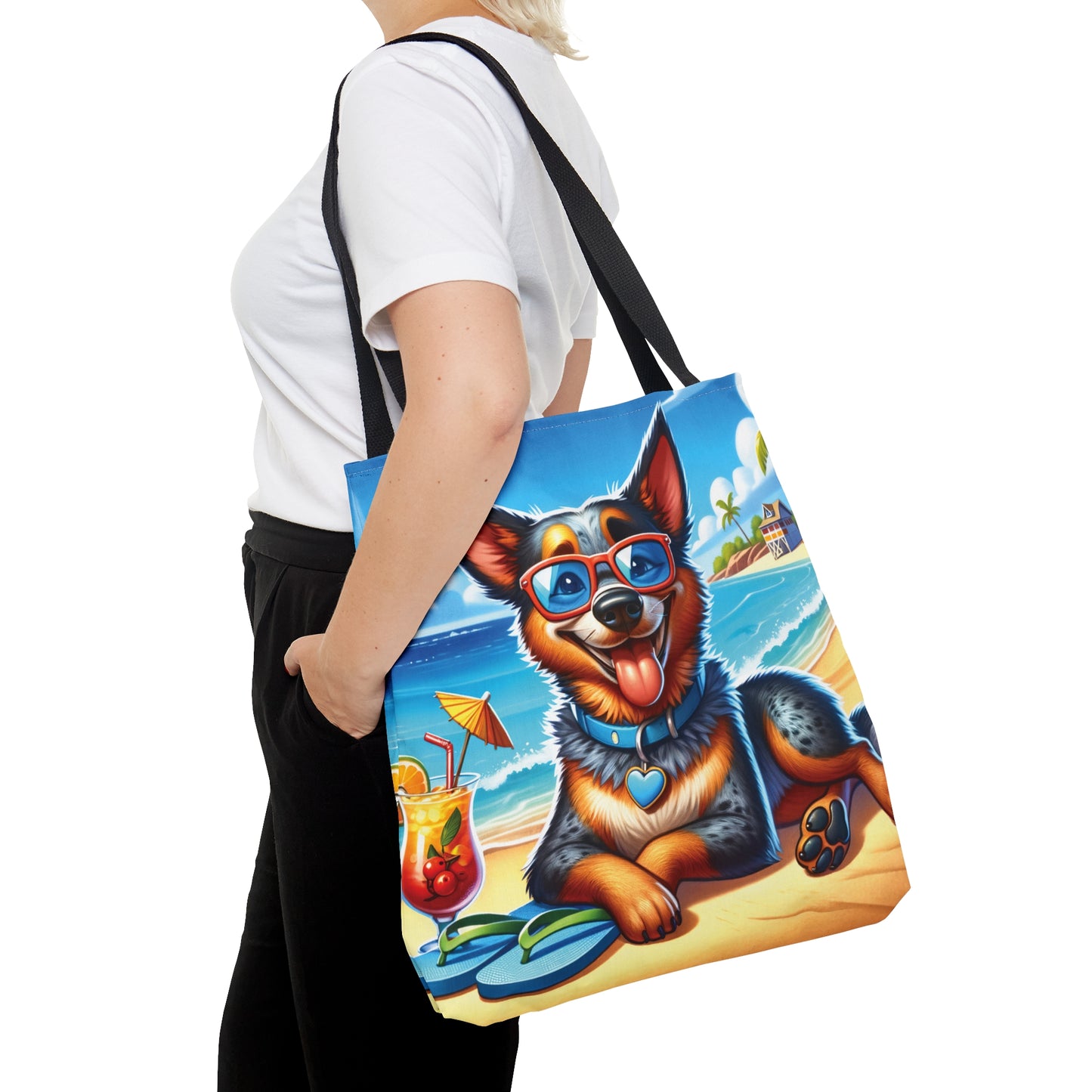 Tote Bag, Dog on Beach, Australian Cattle Dog, Tote bag, awd-1114