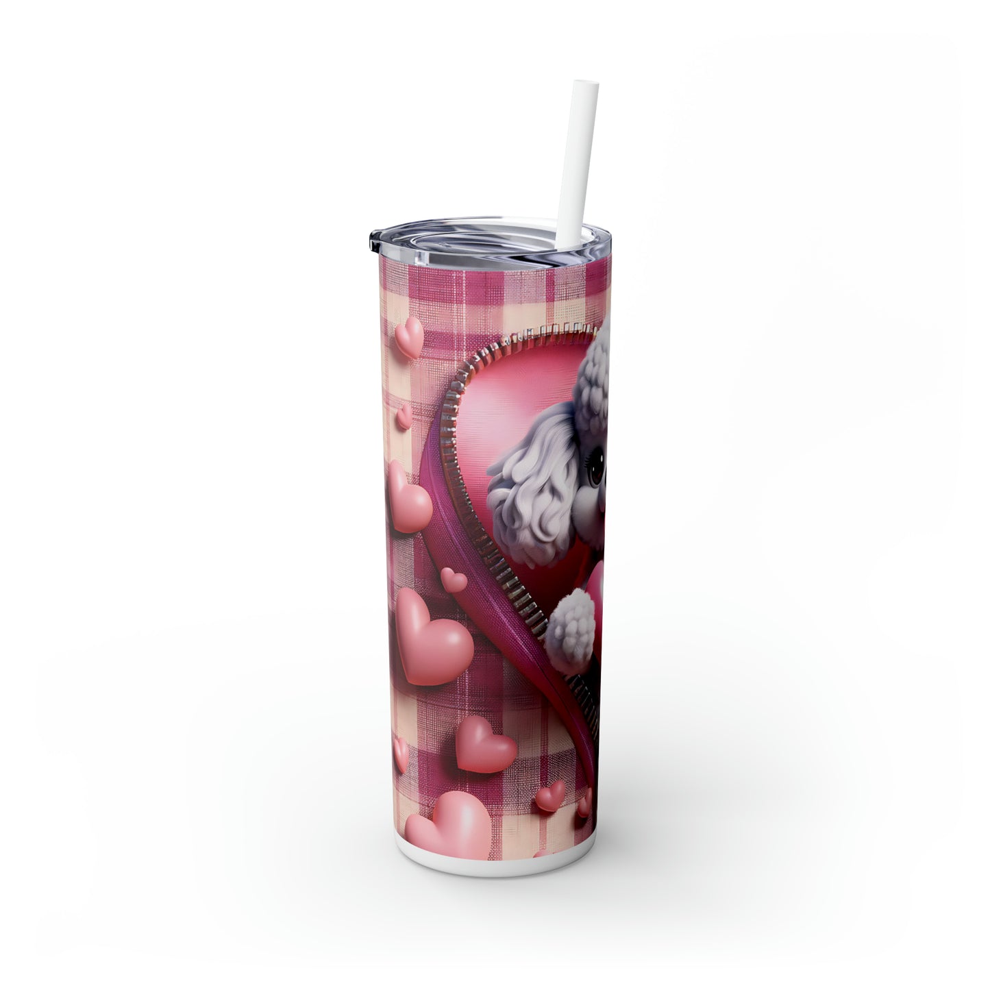 Skinny Tumbler with Straw, 20oz, Dog, Valentines Day, awd-1145