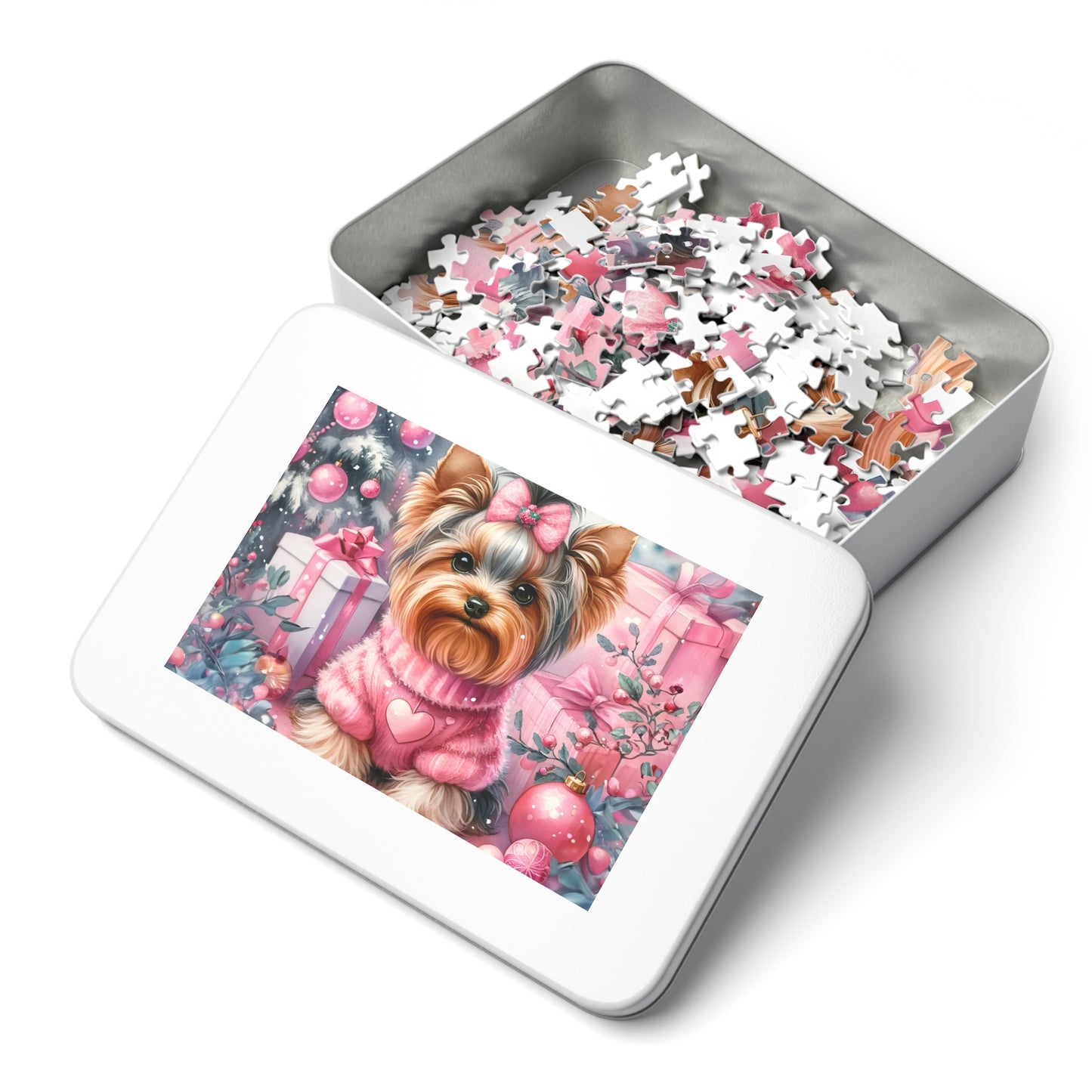 Jigsaw Puzzle, Christmas, Yorkshire Terrier, Personalised/Non-Personalised (30, 110, 252, 500,1000-Piece)