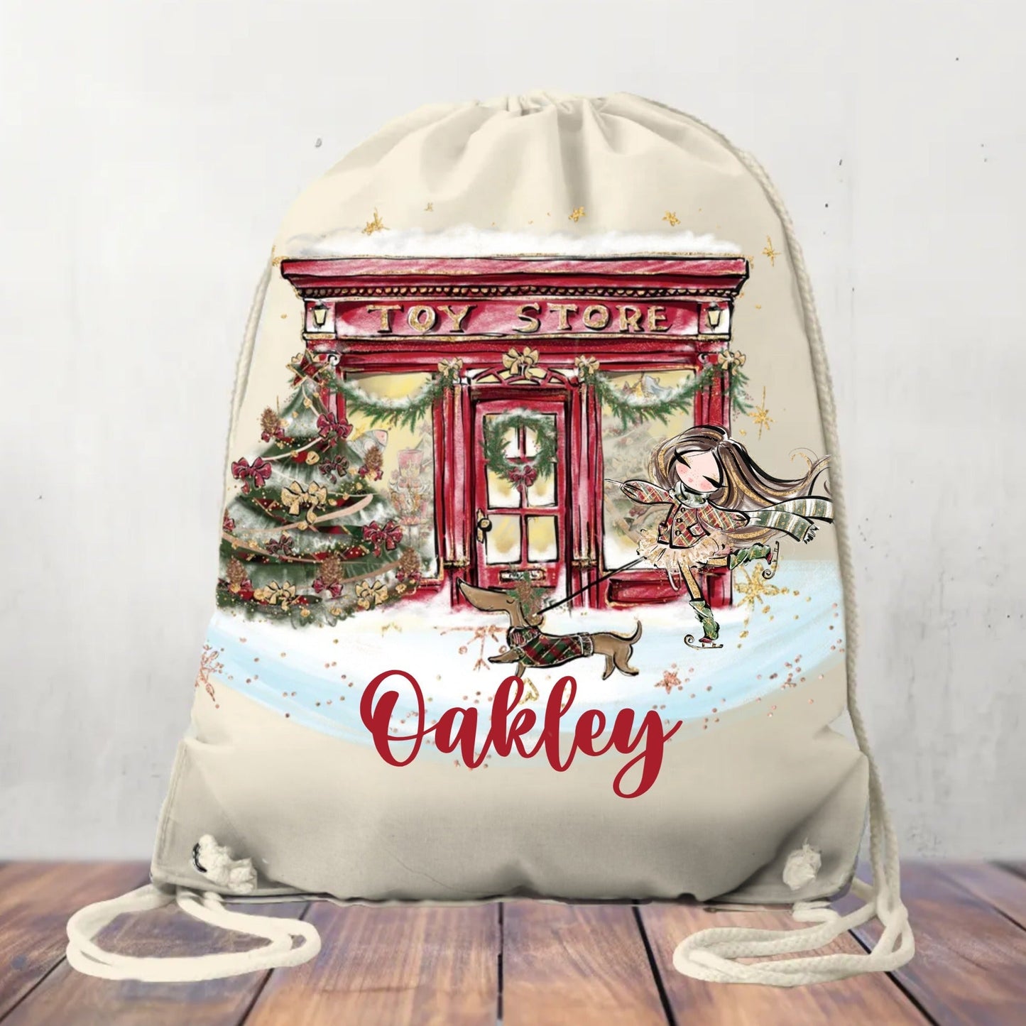 Personalised Canvas Drawstring Bag, Toy Shop