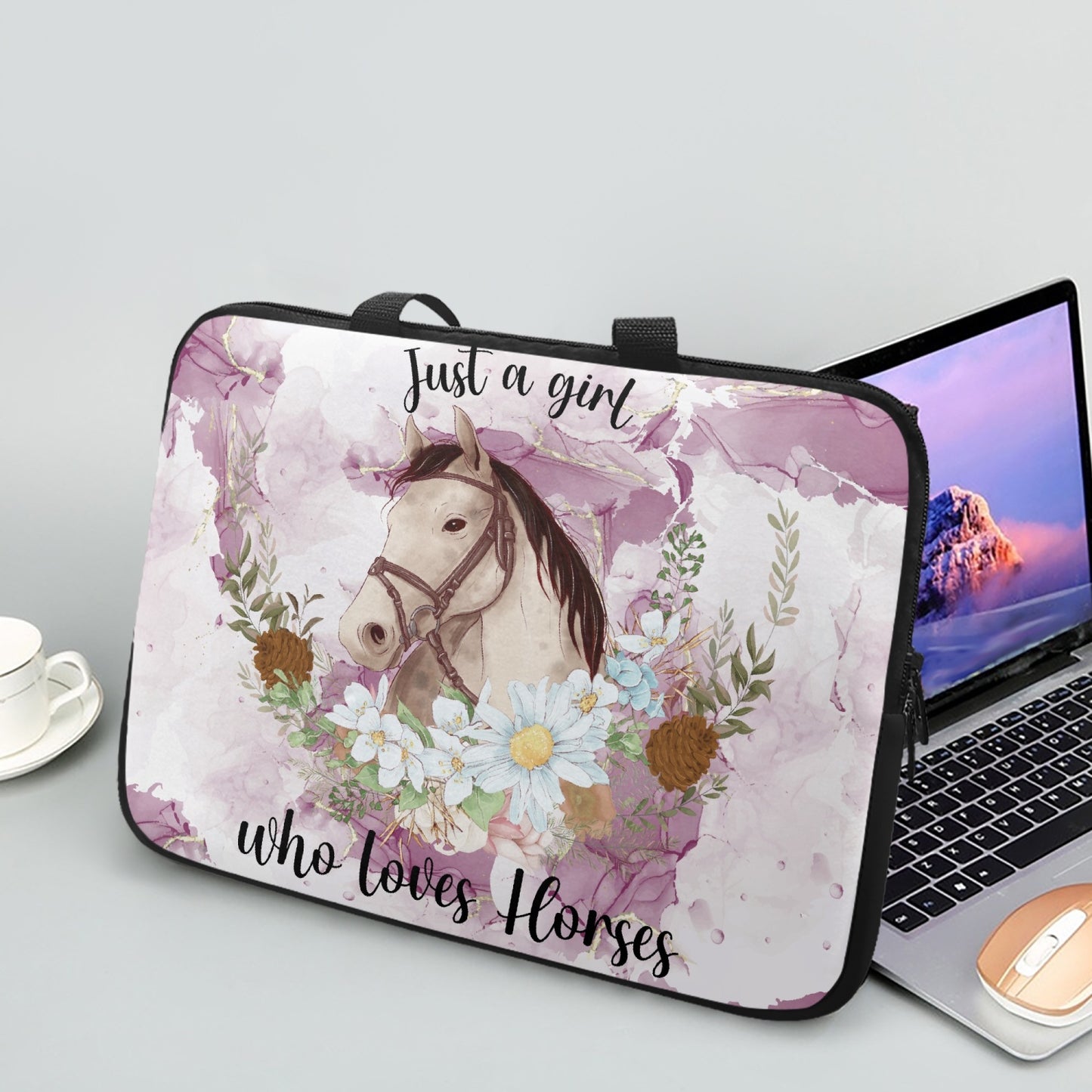 Laptop Sleeve with Handles - Just a Girl Who Loves Horses