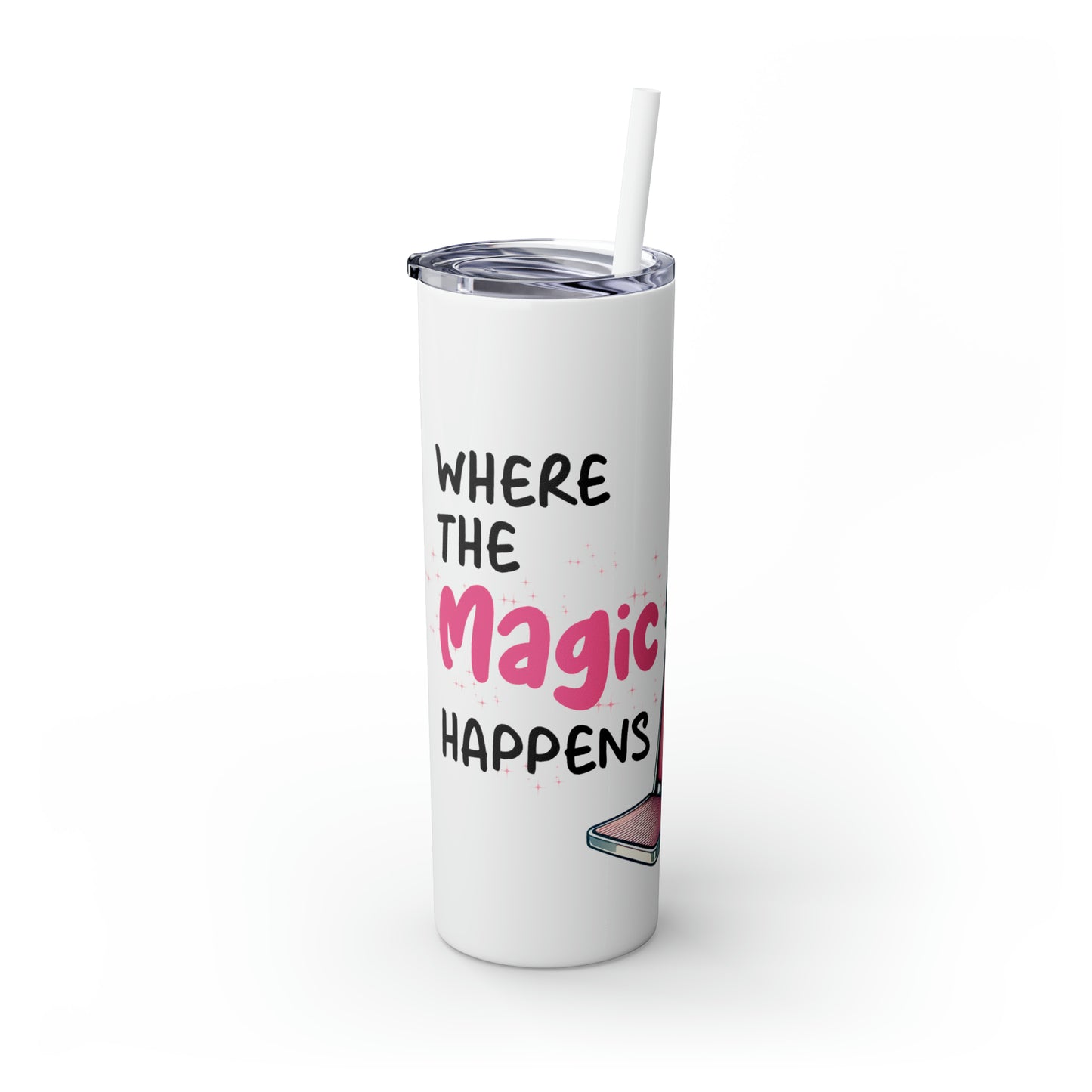 Skinny Tumbler with Straw, 20oz, Hairdresser, Where the Magic Happens, awd-1069