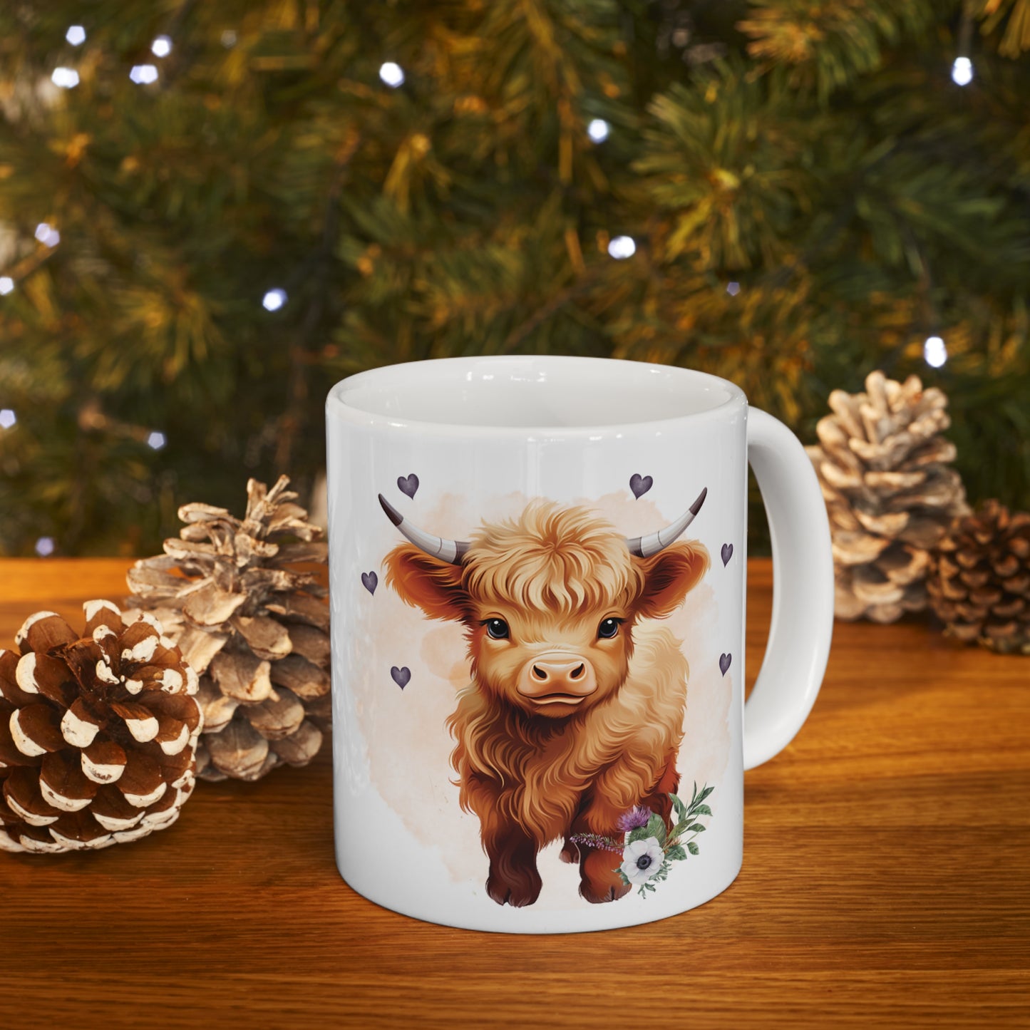 Personalised/Non Personalised Highland Cow, Ceramic Mug 11oz, Highland Cow Mug