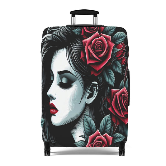 Luggage Cover, Black and Red Roses, awd-1686