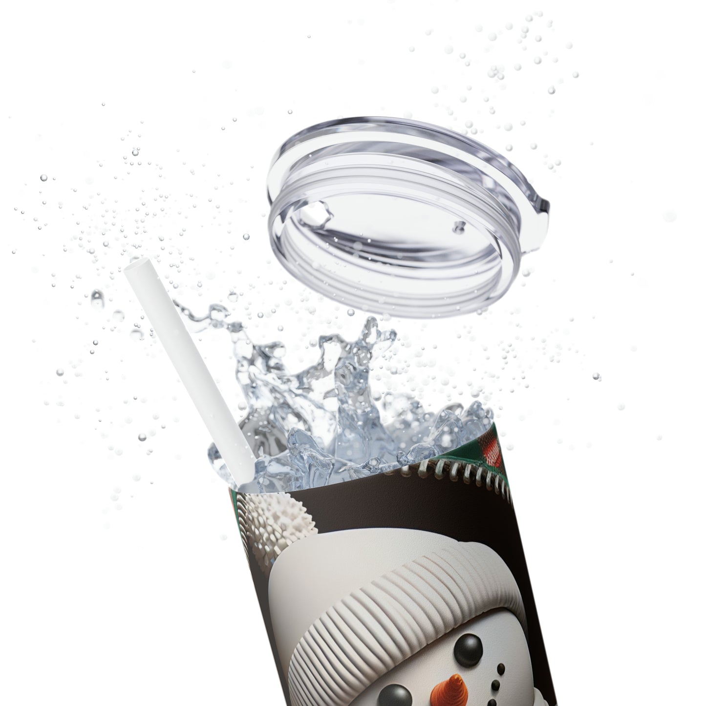 Skinny Tumbler with Straw, 20oz, Snowman