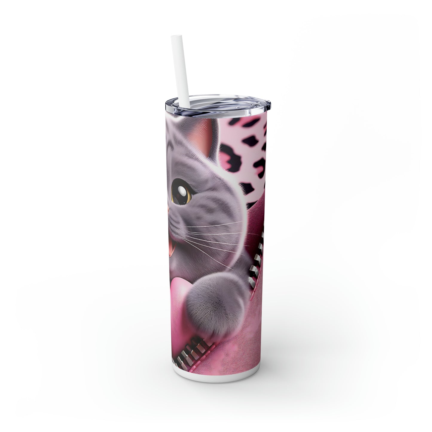 Skinny Tumbler with Straw, 20oz, Cat, Valentines Day, awd-751