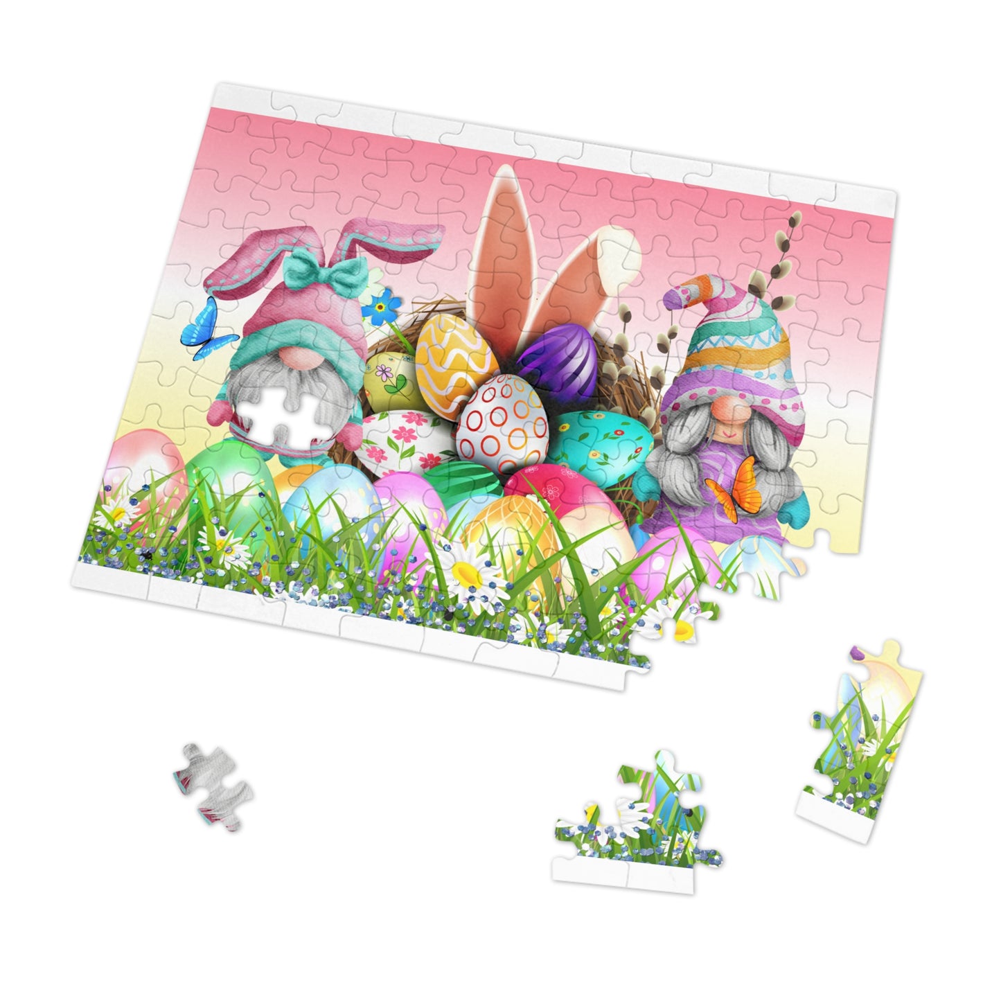 Puzzle, Easter, Gnomes, Personalised/Non-Personalised (30, 110, 252, 500,1000-Piece) awd-631