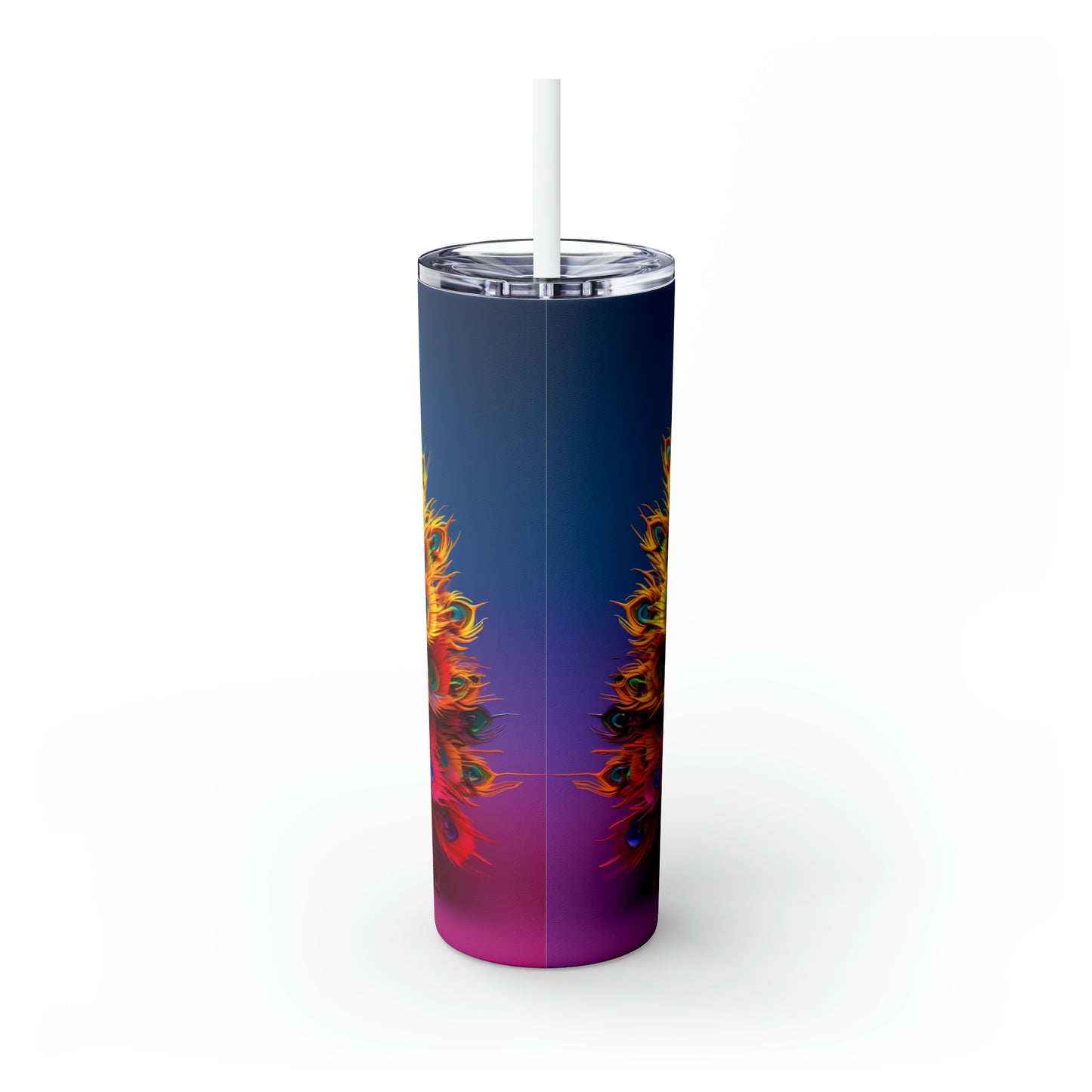 Skinny Tumbler with Straw, 20oz, Peacock