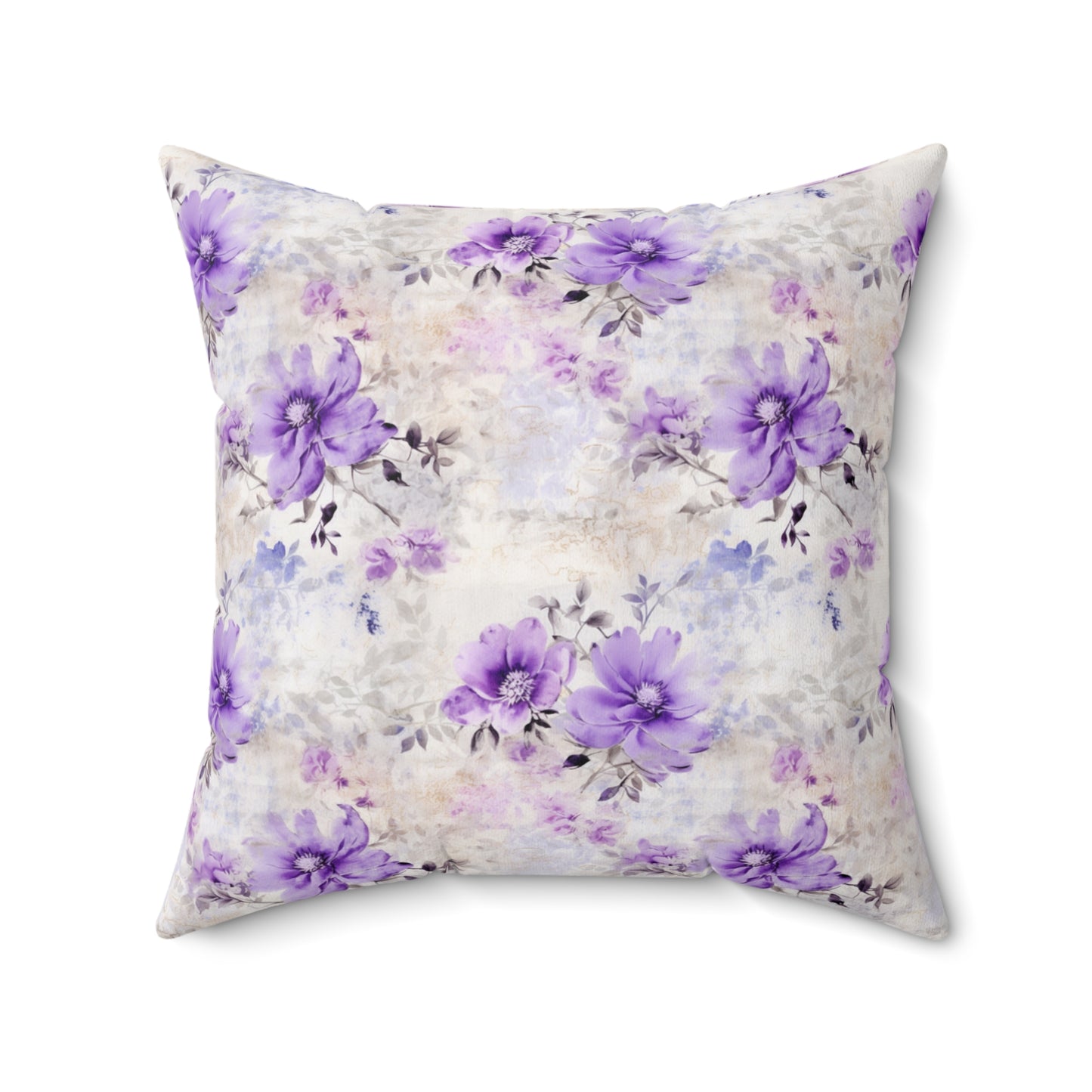 Spun Polyester Square Pillow, Floral Cushion