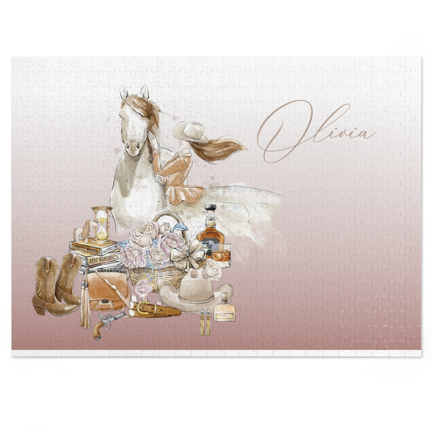 Jigsaw Puzzle, Western, Just a Girl Who Loves Horses, Personalised/Non-Personalised (30, 110, 252, 500,1000-Piece)