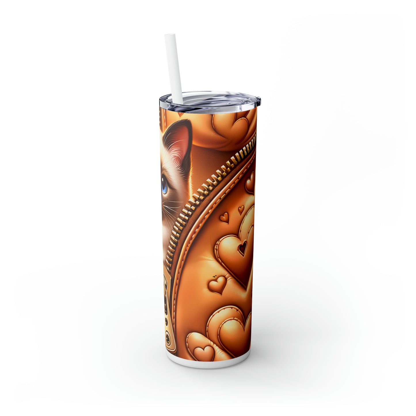 Skinny Tumbler with Straw, 20oz, Cat, Valentines Day, awd-913