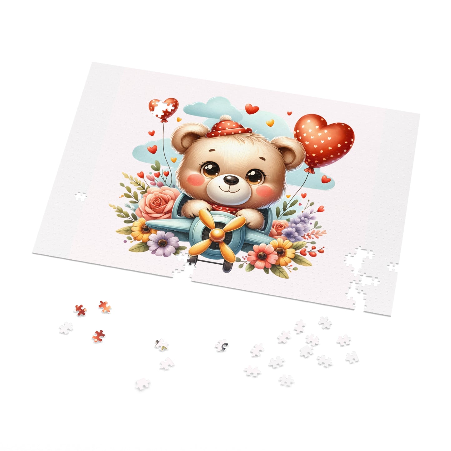 Jigsaw Puzzle in Tin, Bear in Plane, Personalised/Non-Personalised, awd-425 (30, 110, 252, 500,1000-Piece)