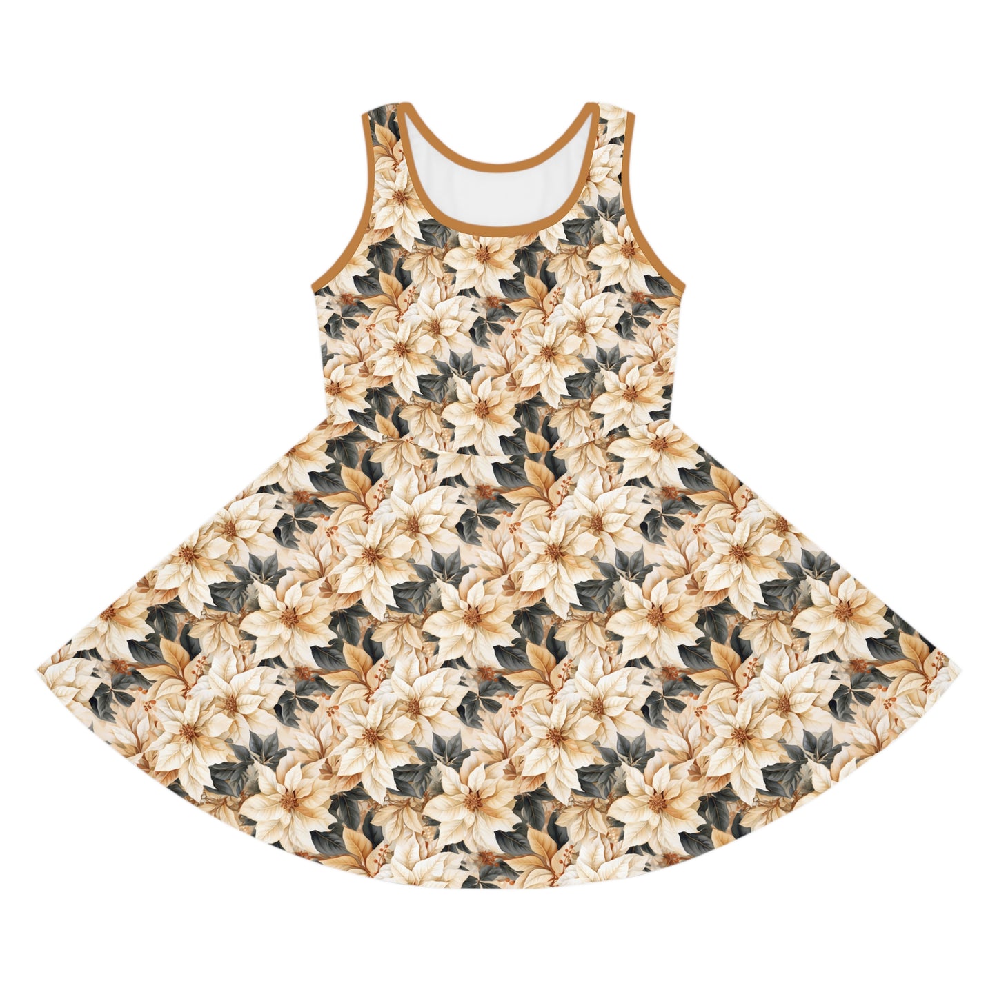 Girls' Sleeveless Sundress Cream Poinsettia