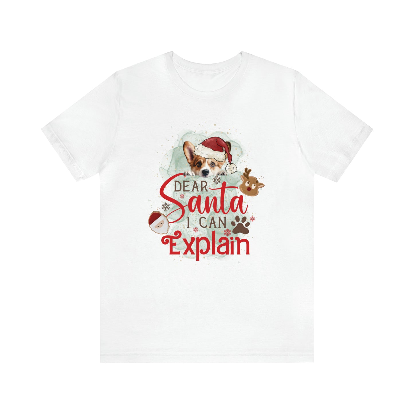 Unisex Jersey Short Sleeve Tee, Dog Paws, Dear Santa I Can Explain, Dear Santa Tee, Christmas Tee, Super Soft 9 Sizes