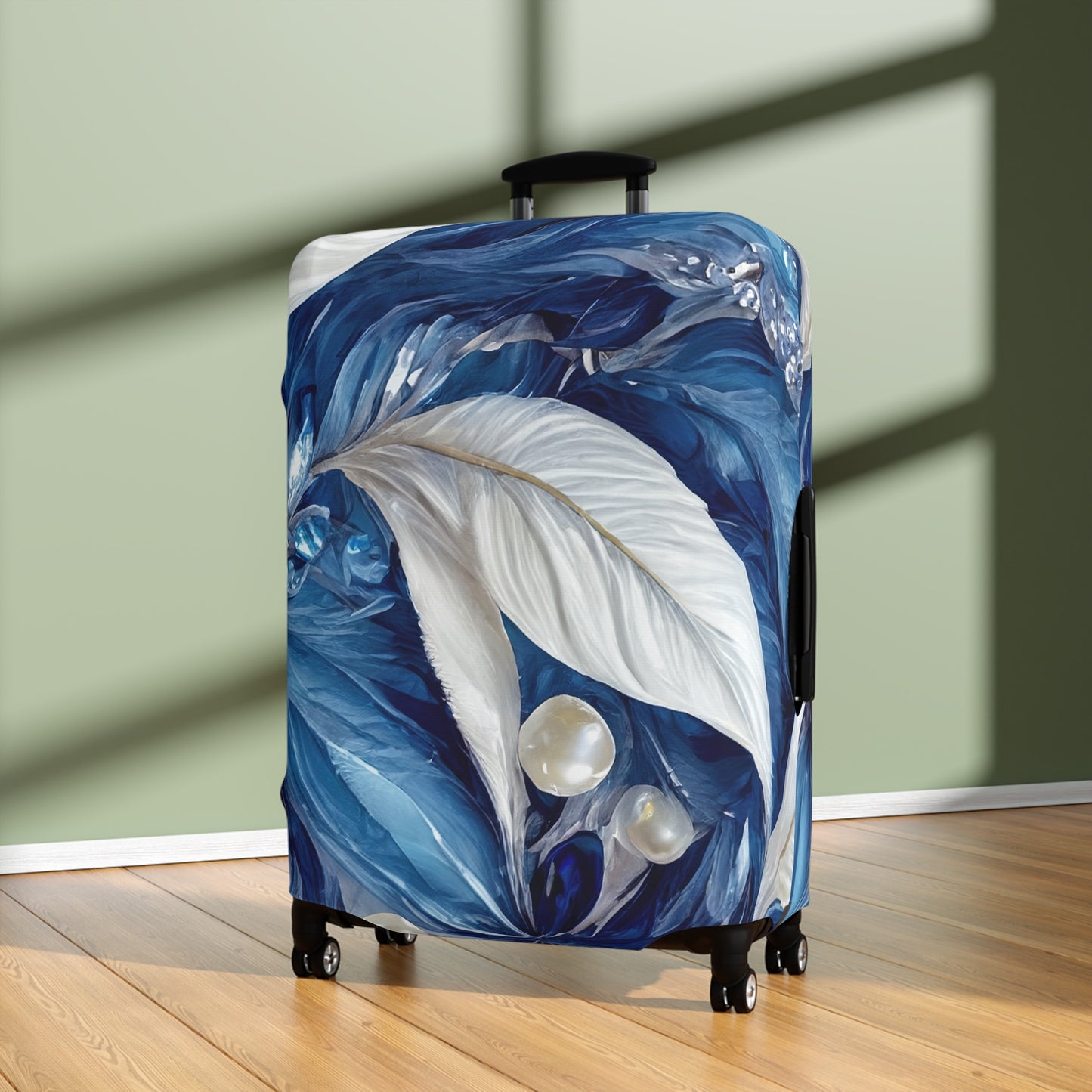 Luggage Cover, Blue Floral-2