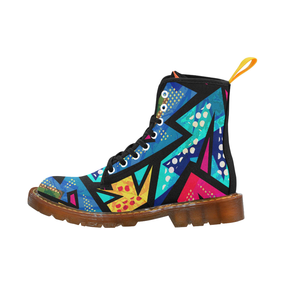 funny geometric seamless pattern honey Martin Boots For Men Model 1203H